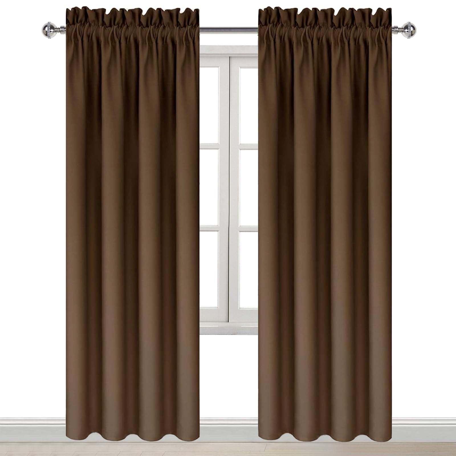 Blackout Curtains for Bedroom Living Room 38 x 84 Inch Long Brown (2 Count)