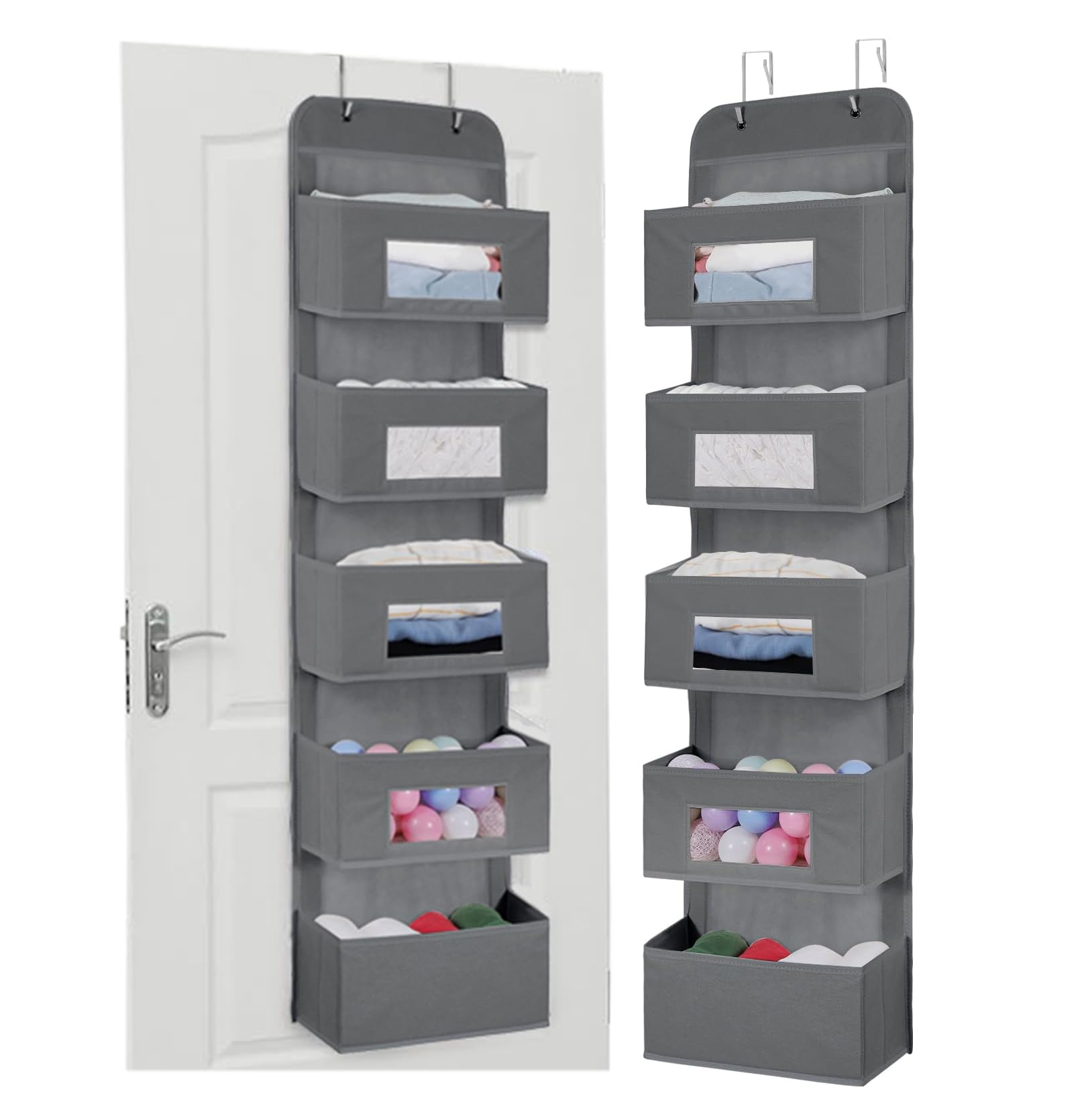 5 Shelf Over The Door Hanging Organizer with 2 Metal Hooks