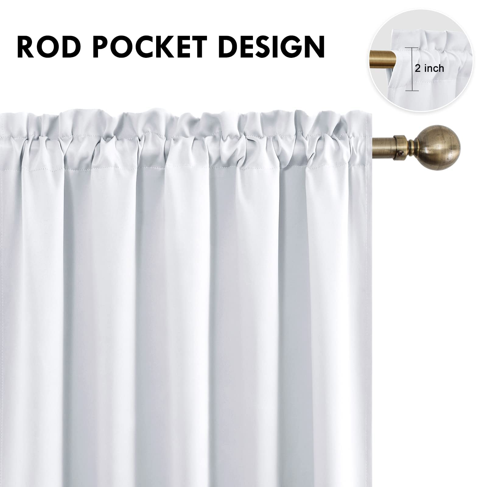 White Room Darkening Curtains for Bedroom (2 Count)