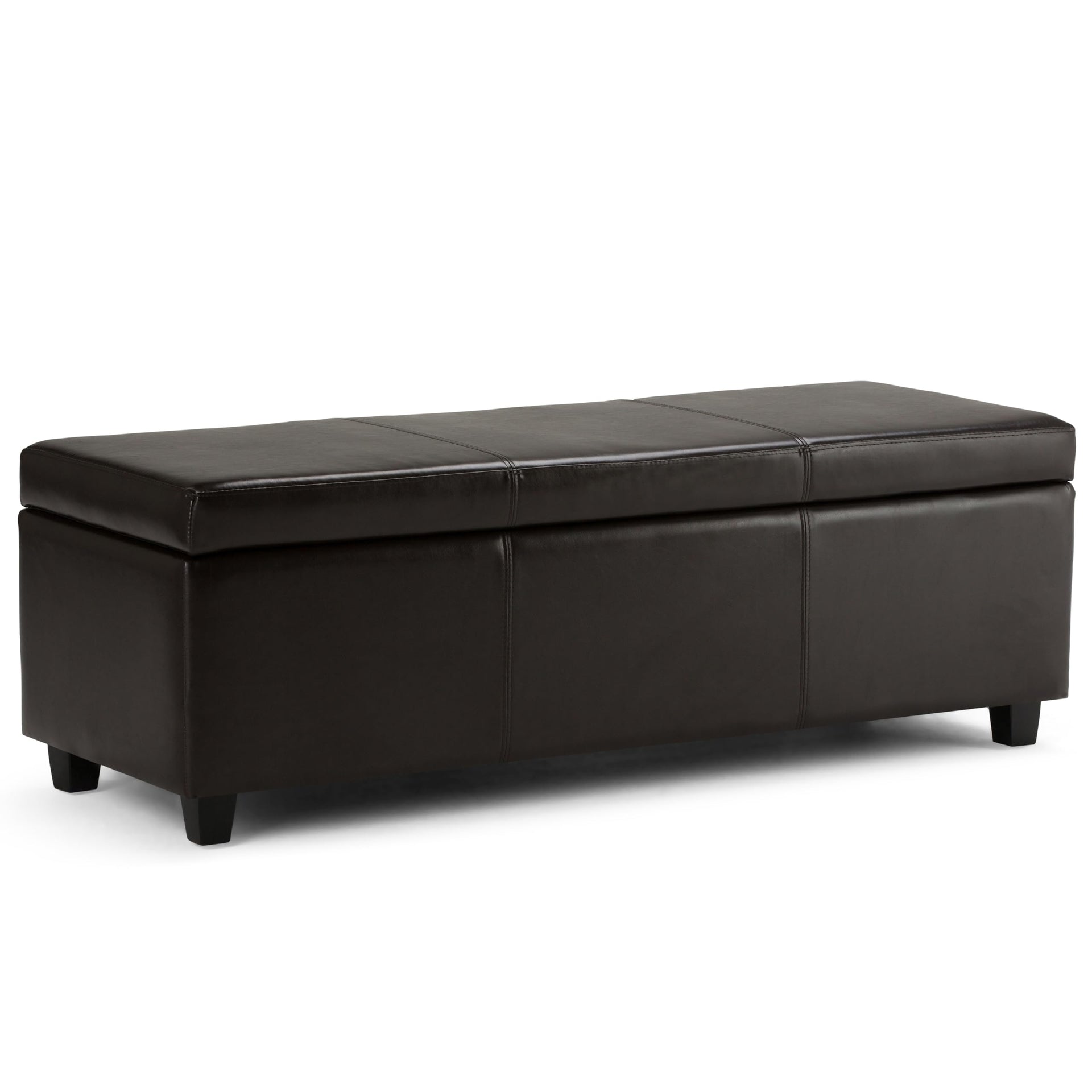 Avalon 48" Wide Vegan Leather Storage Ottoman in Tanners Brown