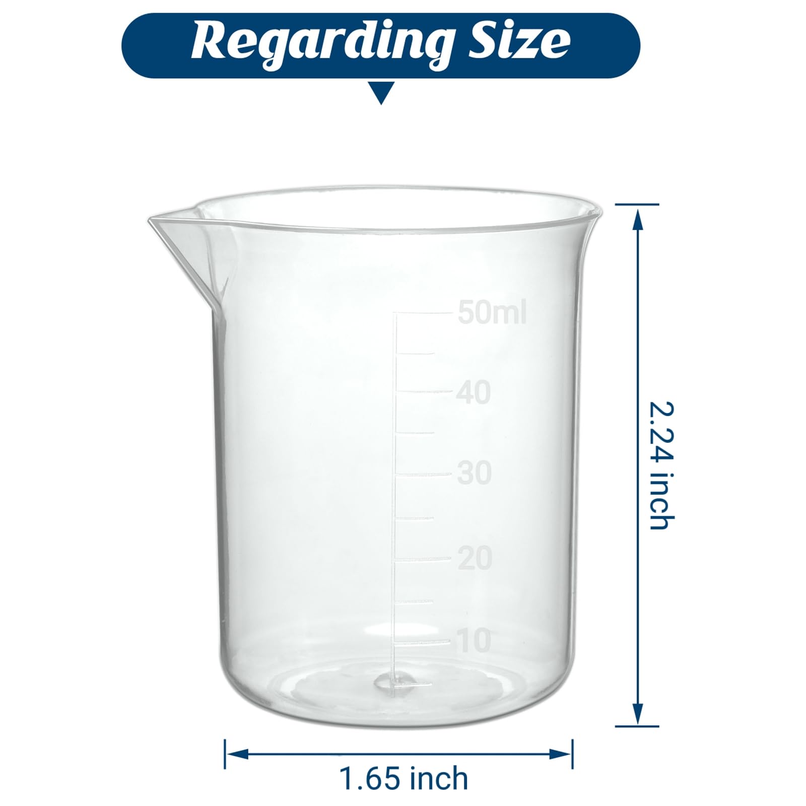 50ml Plastic Laboratory Beakers with Transparent Measuring Scale (15 Count (50ml))
