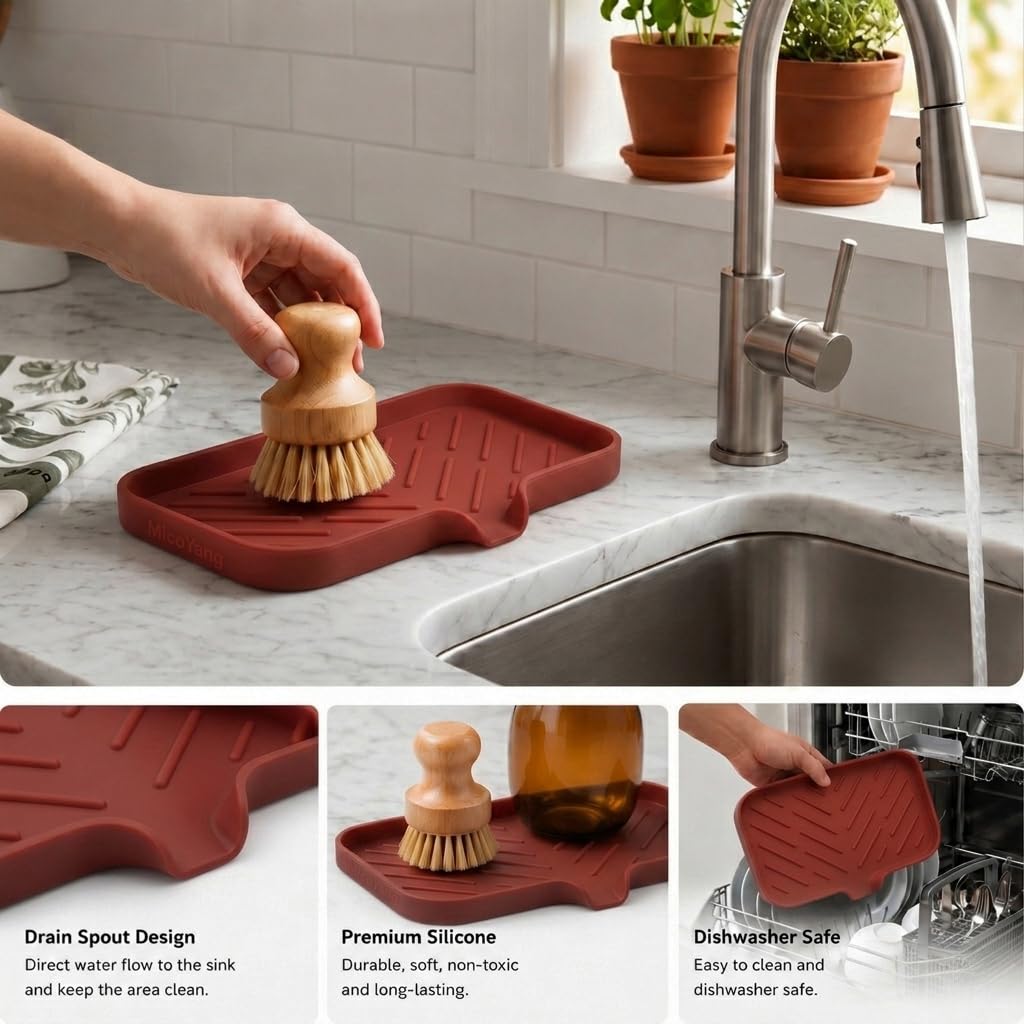 Silicone Soap Dish with Drain Spout
