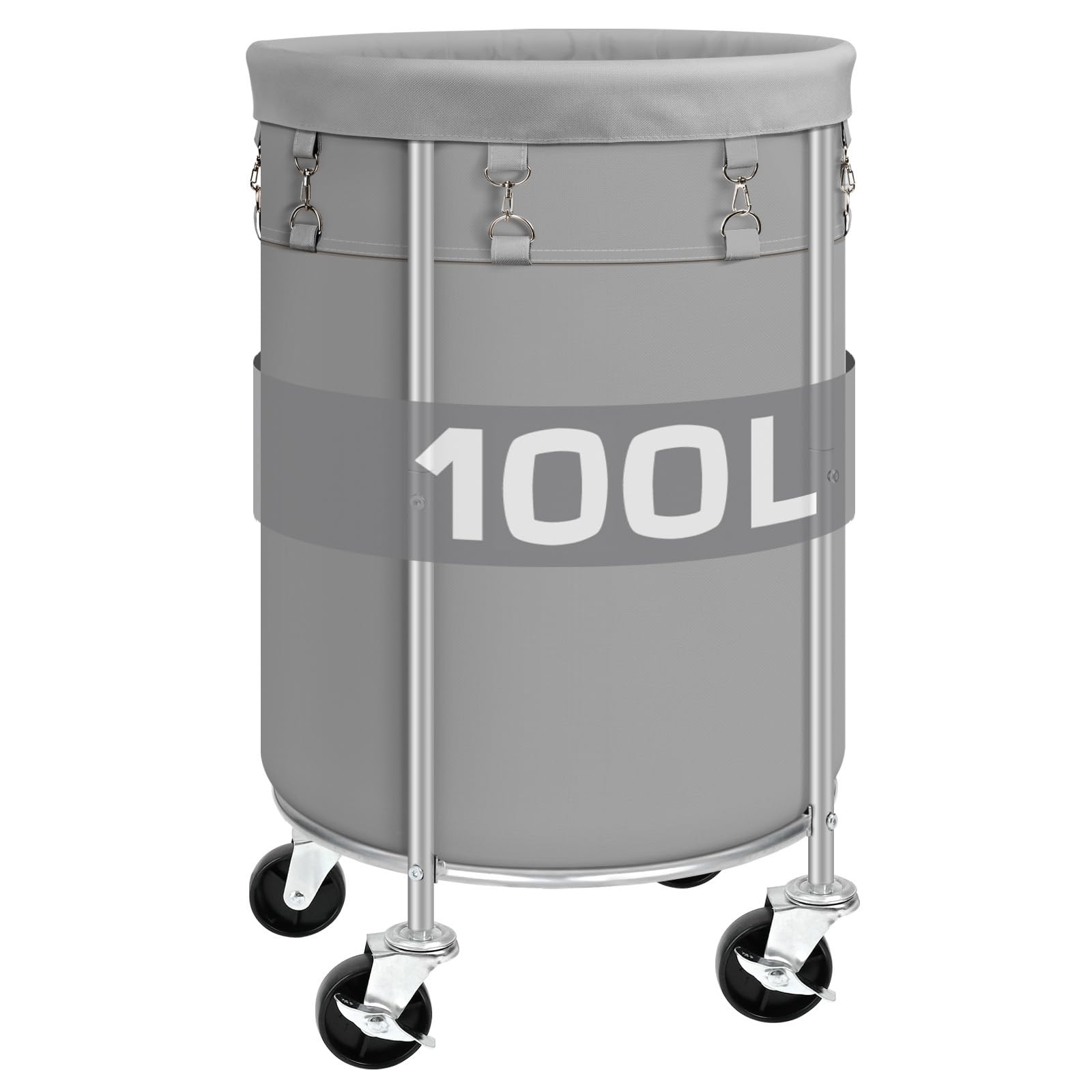 100L Round Rolling Laundry Hamper Basket with Wheels