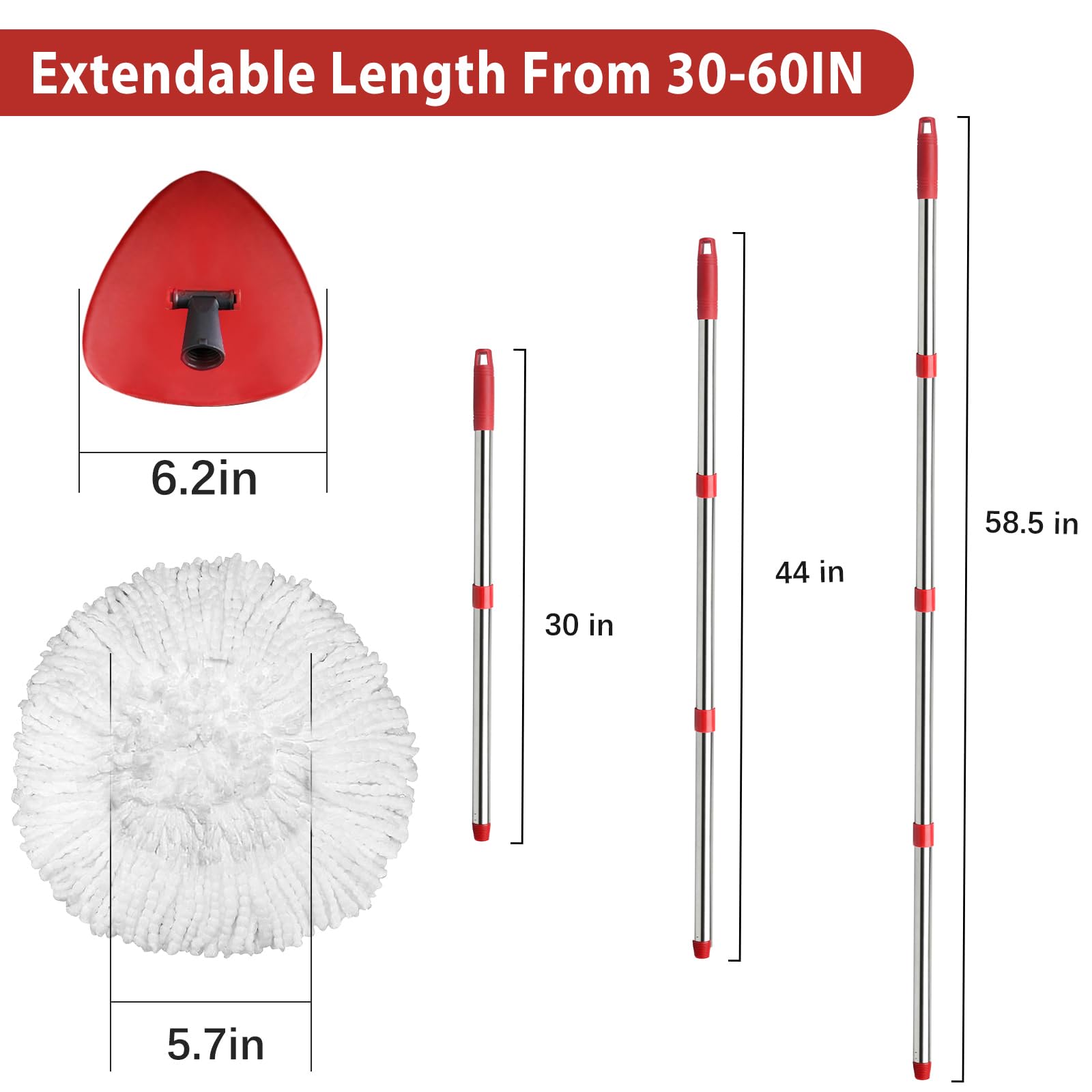 Spin Mop Replacement Set Compatible with OCedar EasyWring 1 (4 Count)