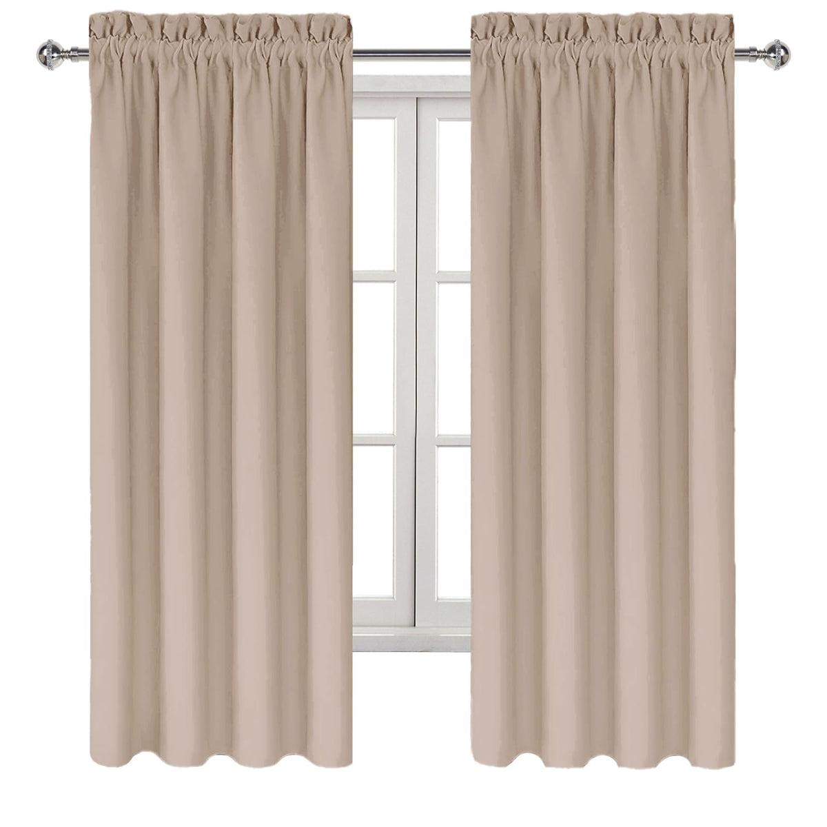 Blackout Curtains for Bedroom Living Room 42 x 72 Inch Long Camel (2 Count)