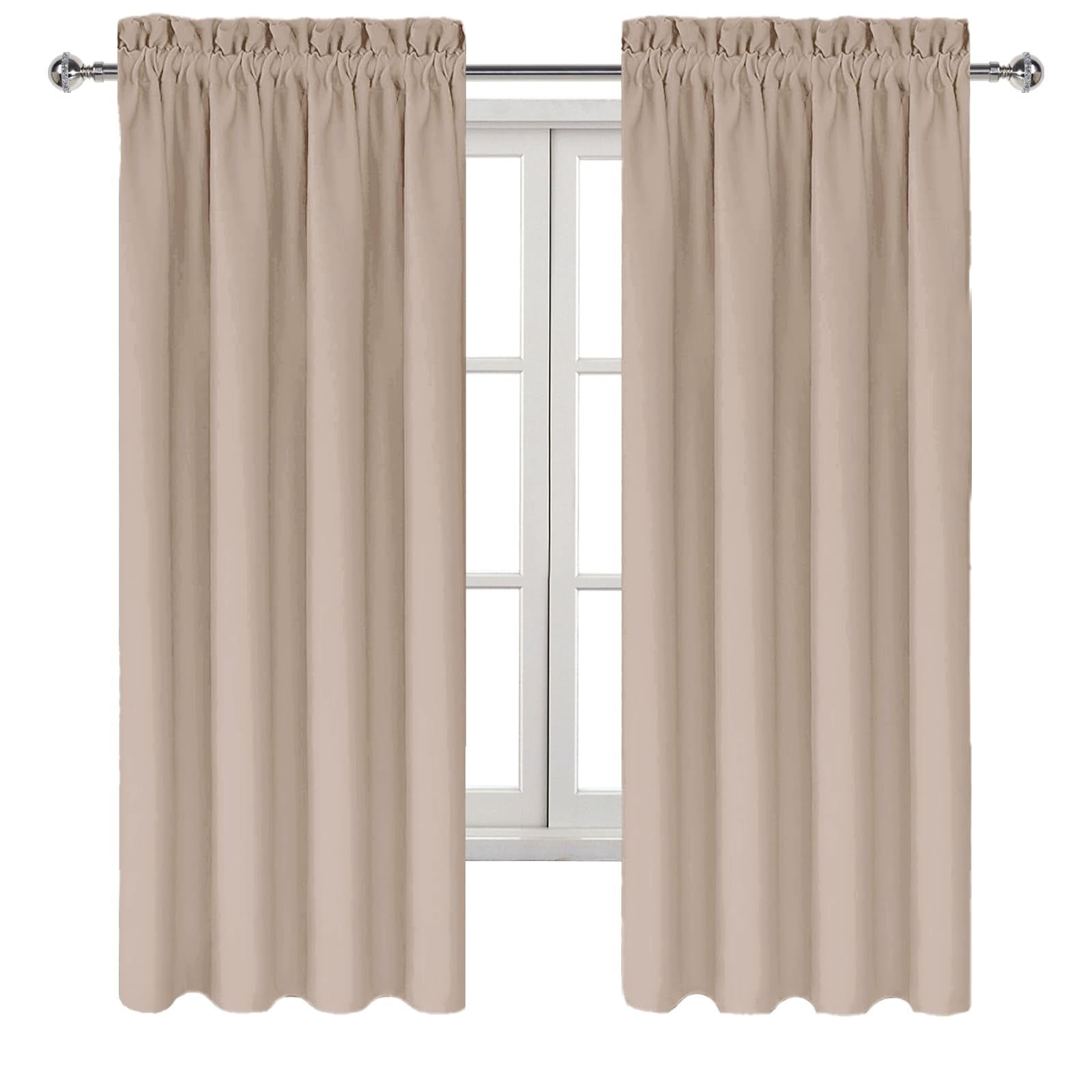 Blackout Curtains for Bedroom Living Room 42 x 63 Inch Long Camel (2 Count)