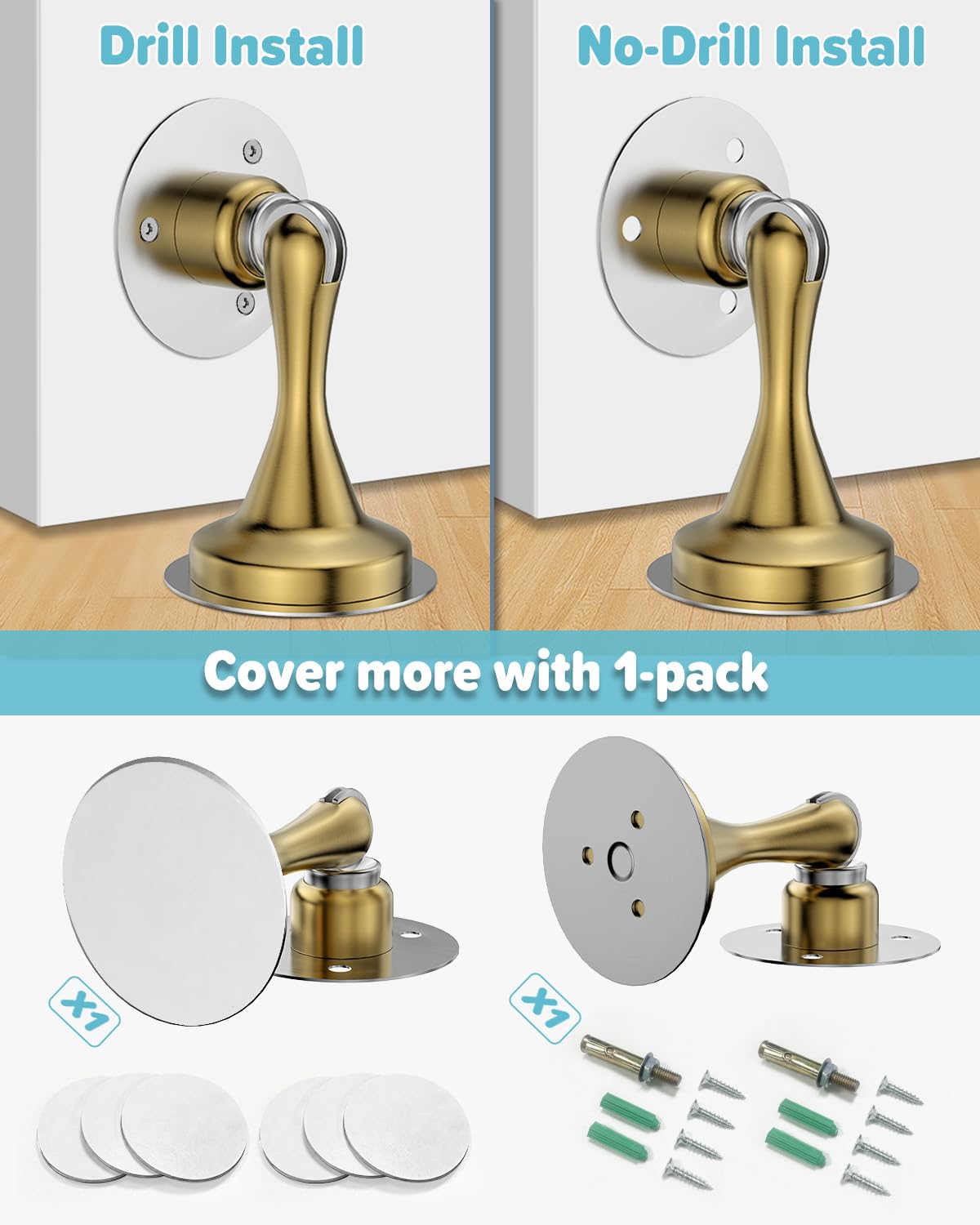 Door Stoppers Magnetic Door Catch No Drill Stainless Steel Doorstop 1 Pack