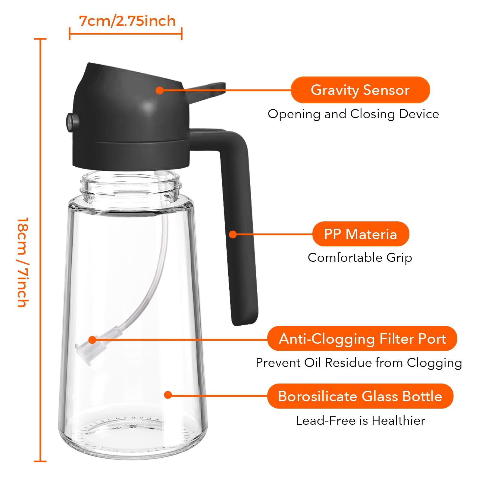 4Pcs 16oz 470ml Glass Olive Oil Sprayer Set with Stickers