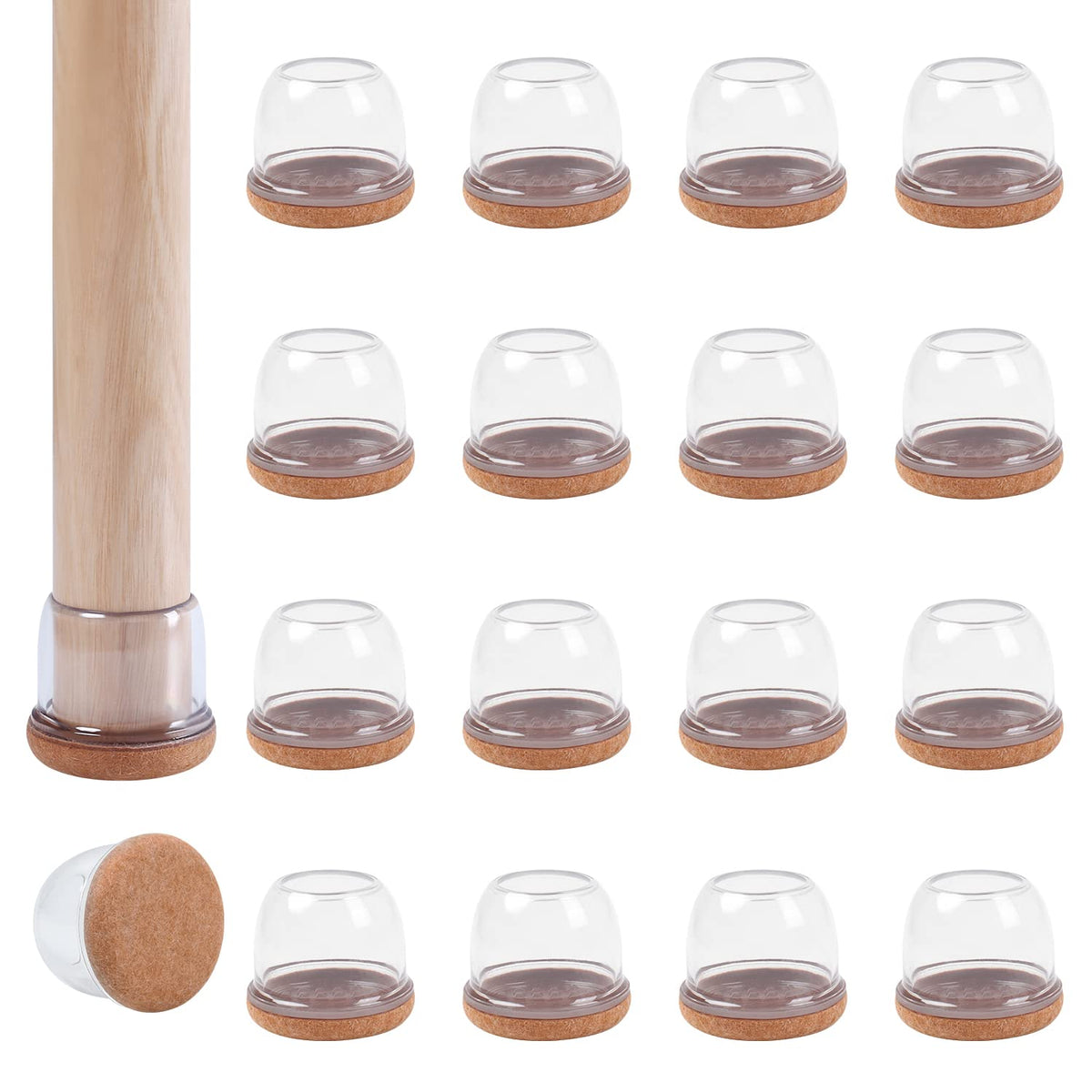 24 Pcs Clear Chair Leg Floor Protectors for Hardwood Floors (24 Count)