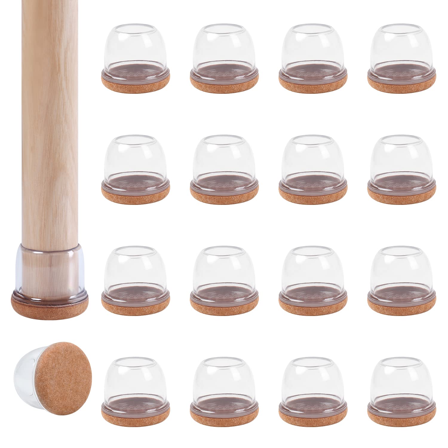 24 Pcs Clear Chair Leg Floor Protectors for Hardwood Floors (24 Count)