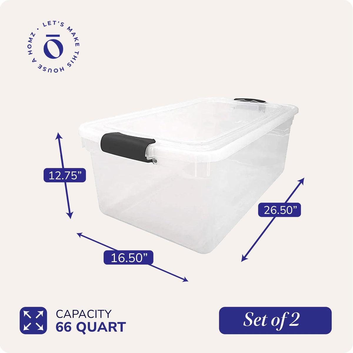 Clear Plastic Storage Bins w (2 Count)