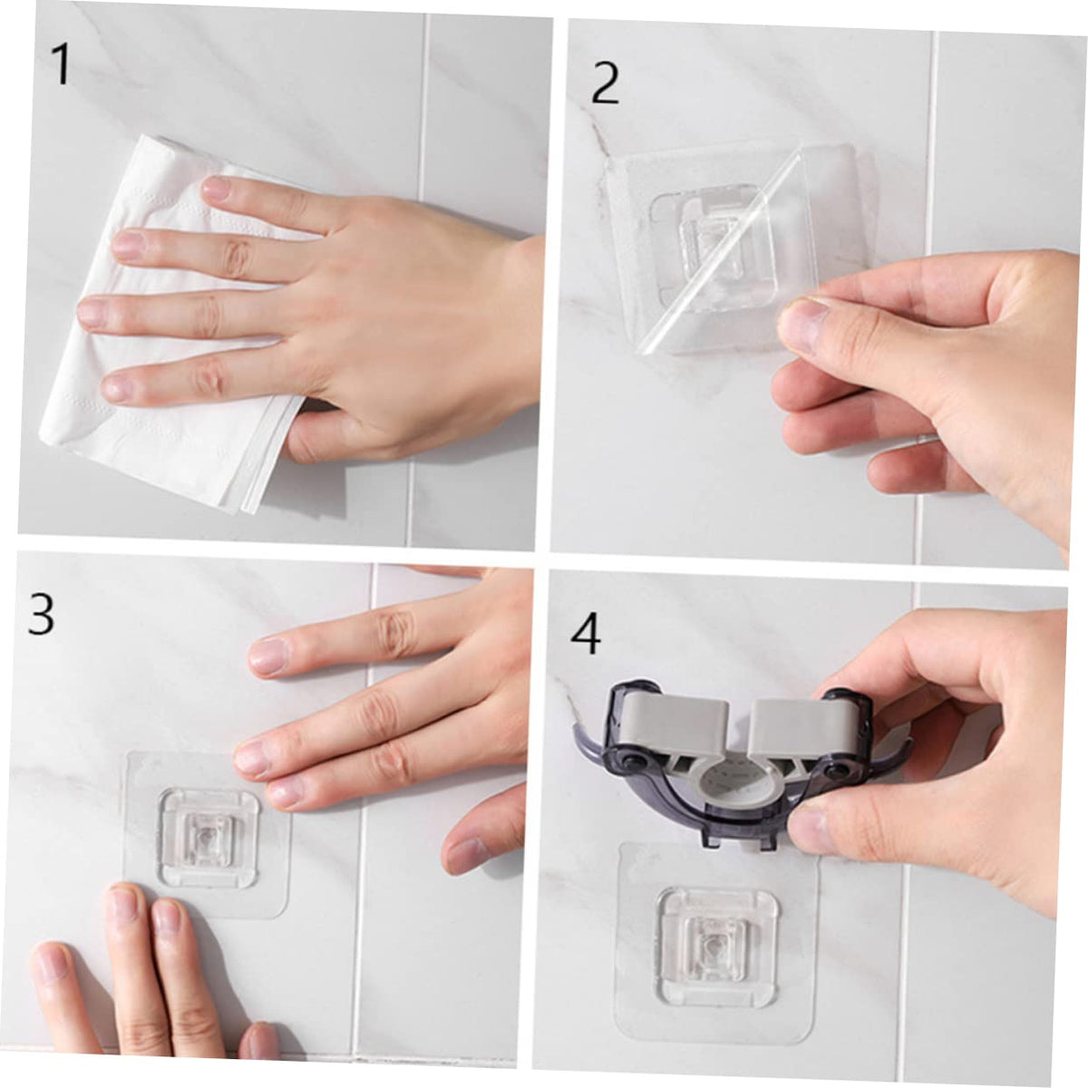 2pcs Mop Holder Wall Mount Broom Organizer Broom Hanger Clip Mop Hook Seamless Hook Home Kitchen Bathroom Organizer