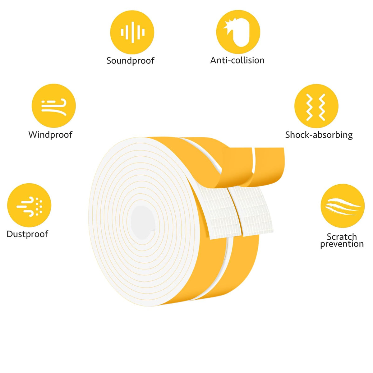 3/4x1/8In Foam Strip, Shock Absorbing for Doors, Windows & Cabinets (13 Foot)