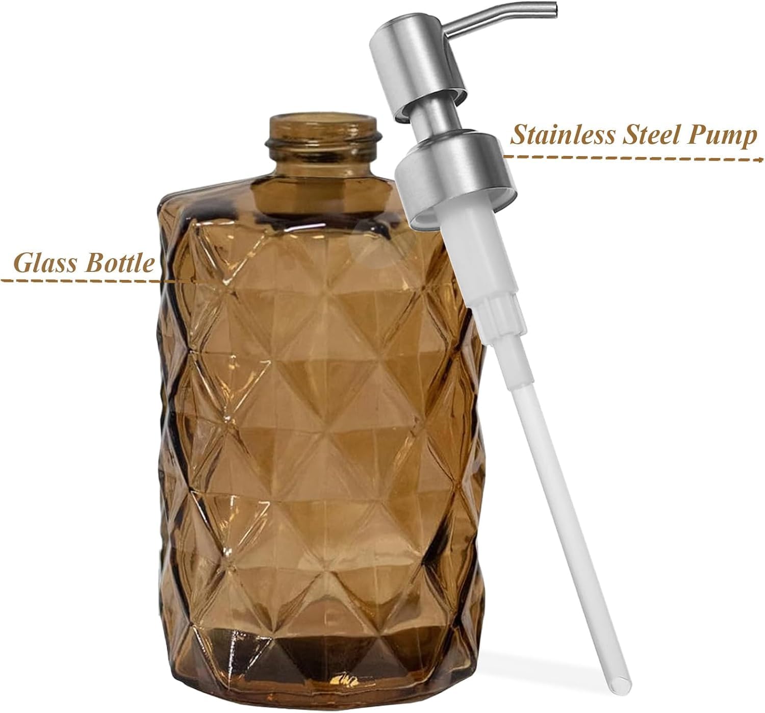 12Oz Brown Soap Dispenser Bathroom (2 Count)