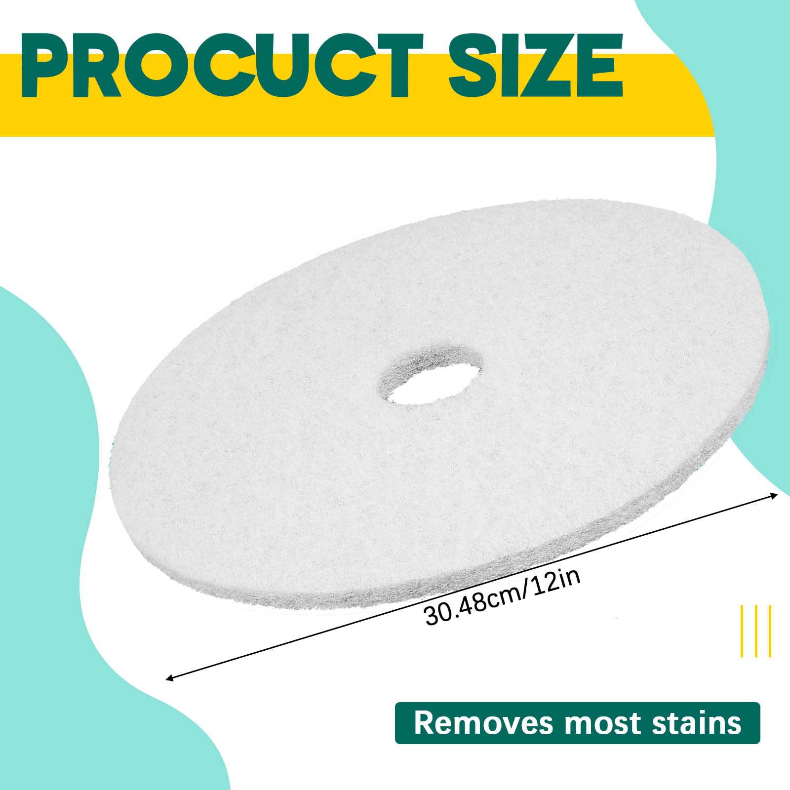 2 Pcs 12" White Scrubbing Pads Commercial Cleaning Orbiter Pads (2 Count)