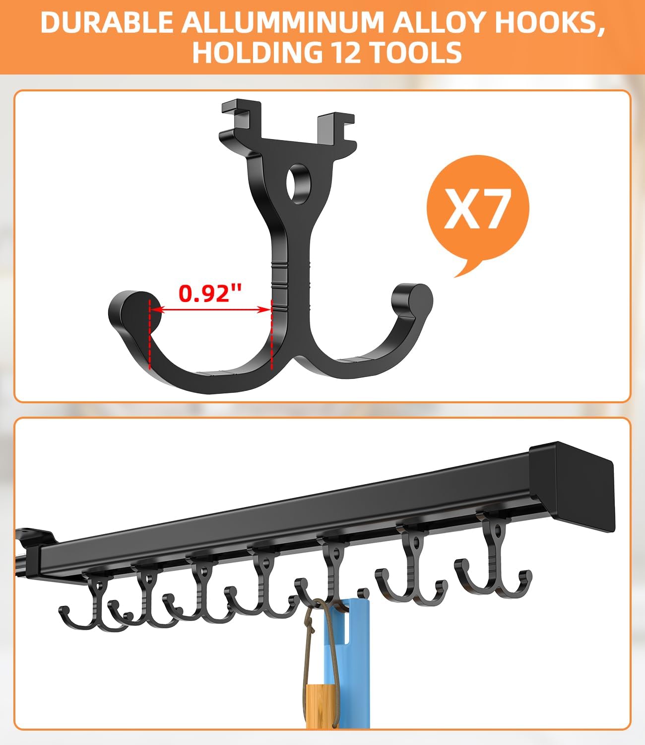 Pull Out Broom Holder With Adjustable Double Row Sliding Hook