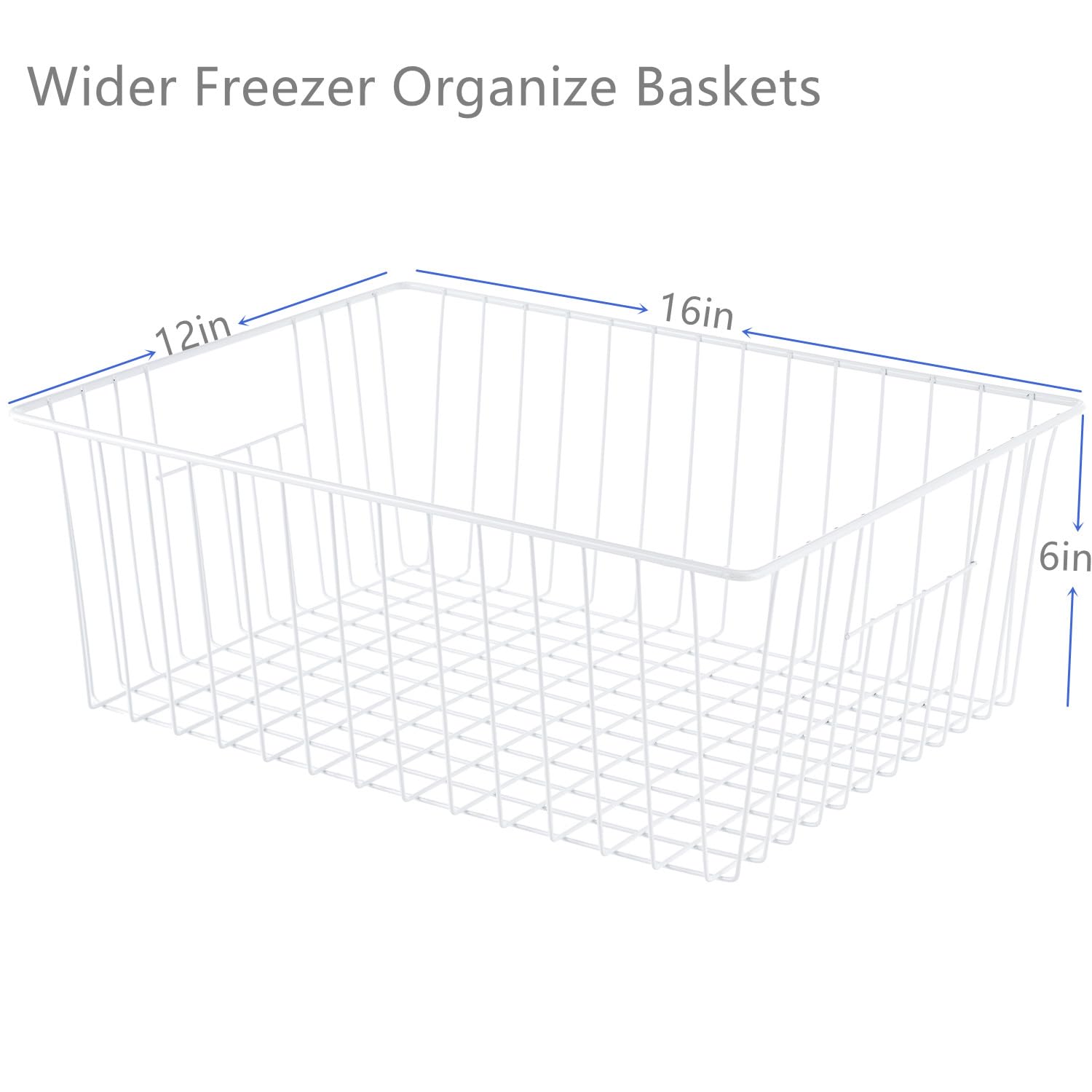 16" L x 12" W Wider Freezer Storage Organizer Baskets Container (4 Count)