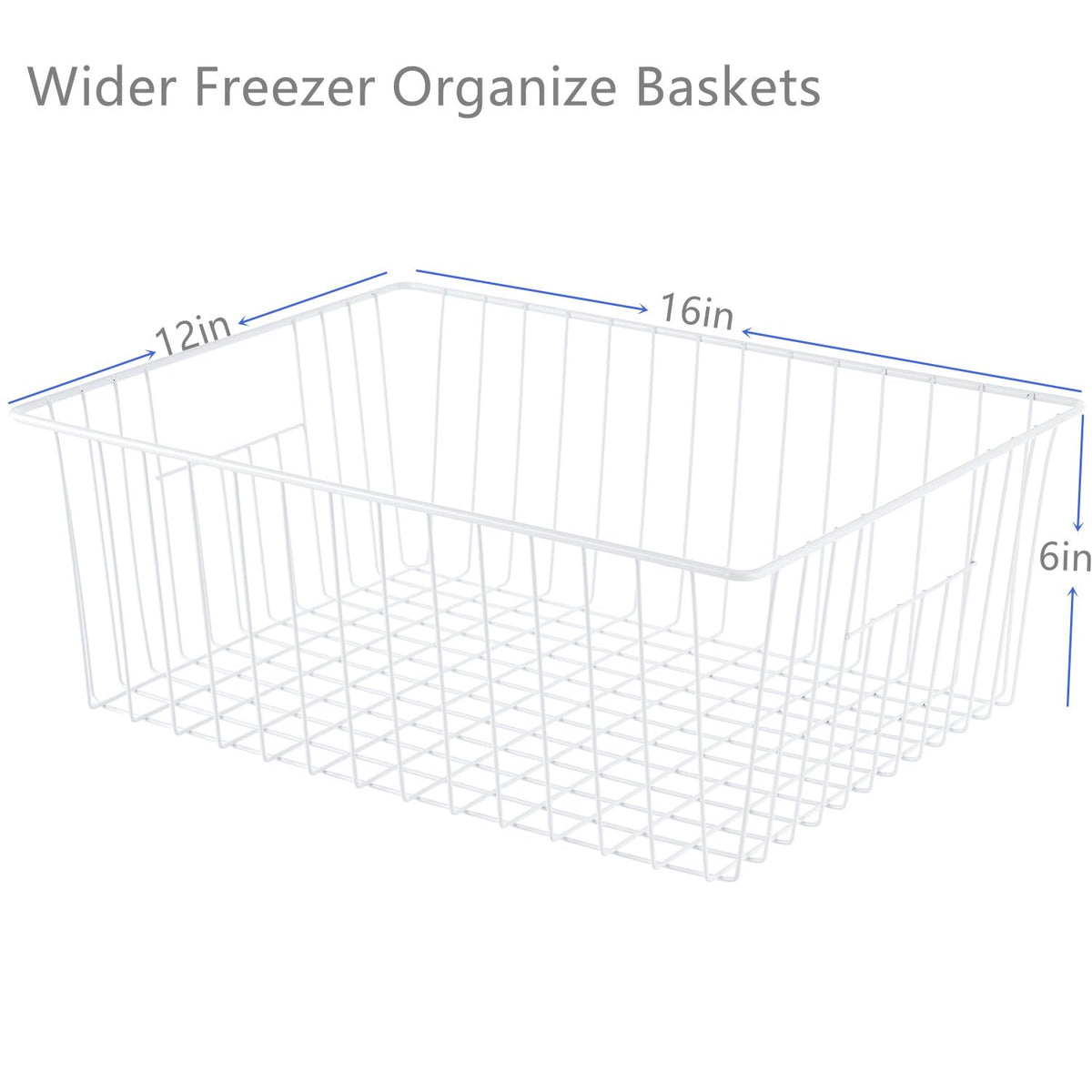 16" L x 12" W Wider Freezer Storage Organizer Baskets Container (6 Count)