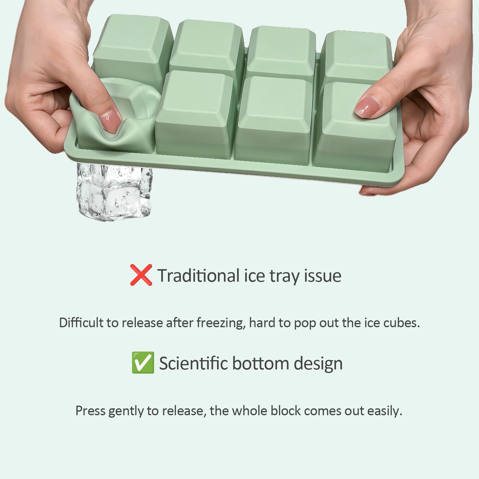 2 Pack Silicone 2 Inch Large Ice Cube Molds for Cocktails Wine Fruit and Bourbon Whiskey Easy Release Ice Cube Tray with Lid Ideal for Cold Drinks and Entertaining Gatherings (15.34 Ounce)