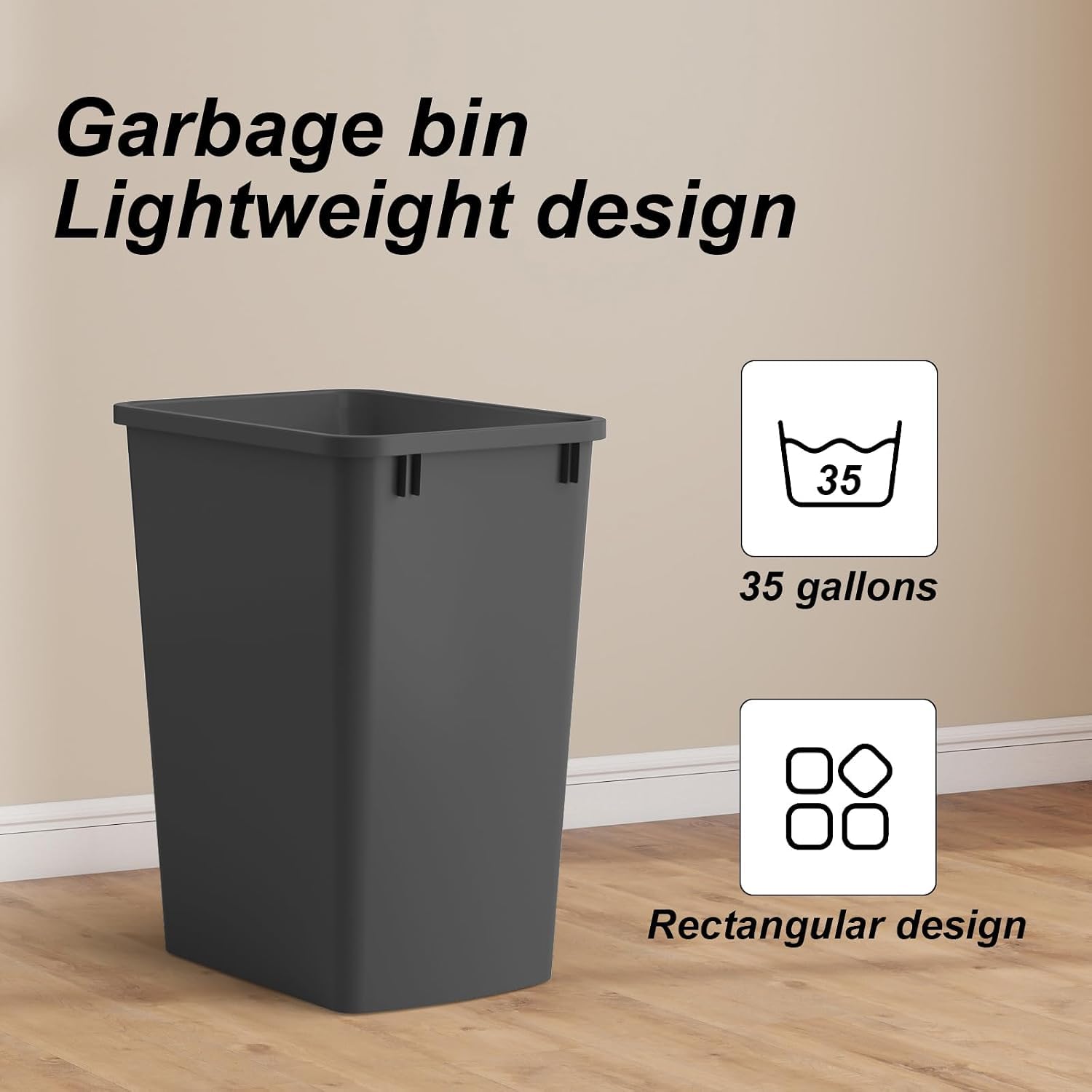 35QT Kitchen Trash Can (2 Count)