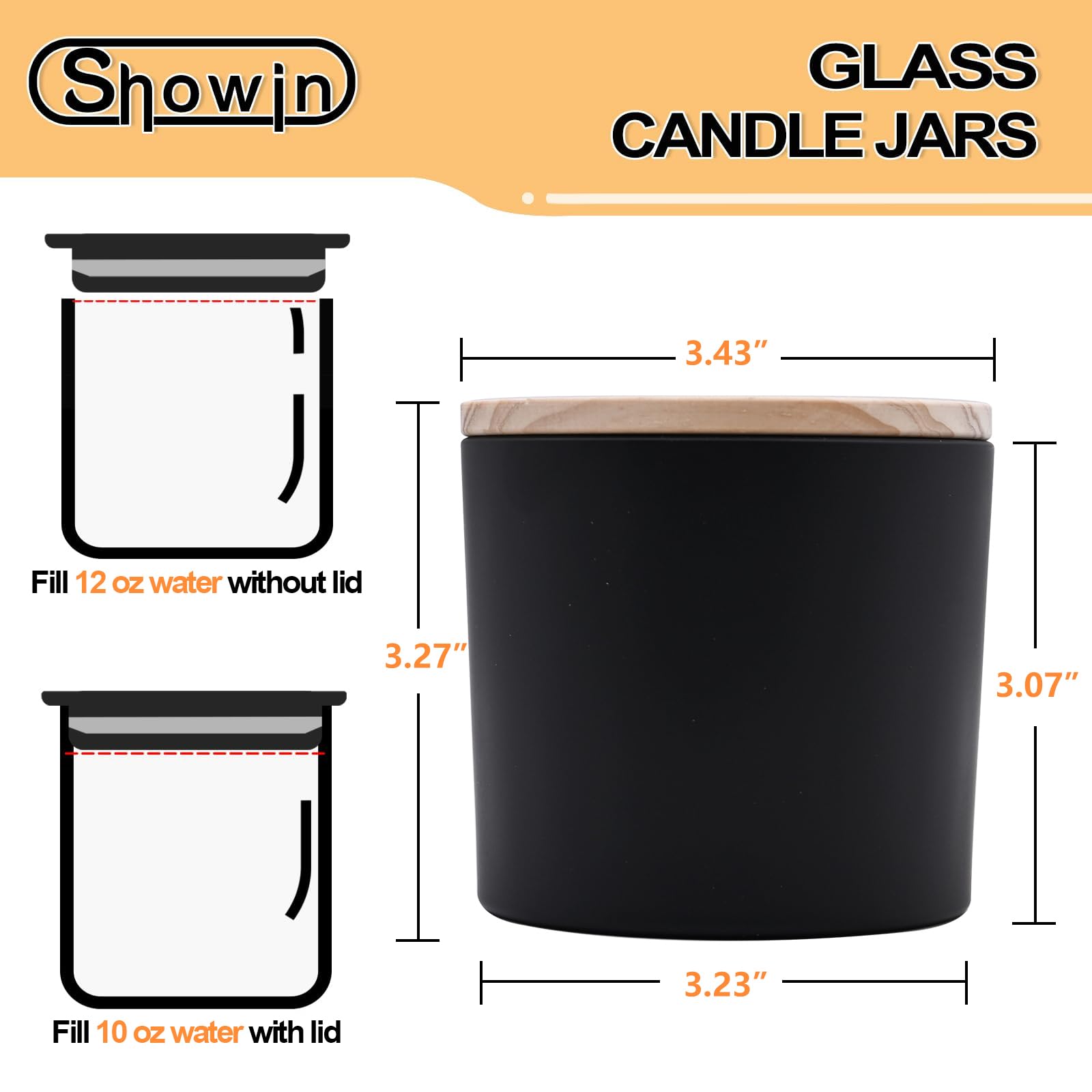 12 OZ Thick Candle Jars for Making Candles 12 Pcs (12 Count)