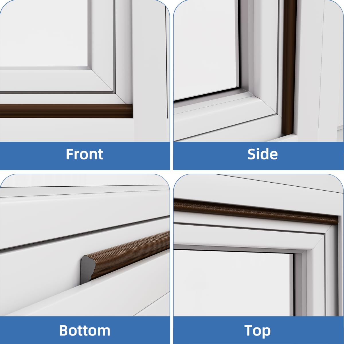 Wedge Shape Window Weather Stripping Door Frame Seal 118” Brown