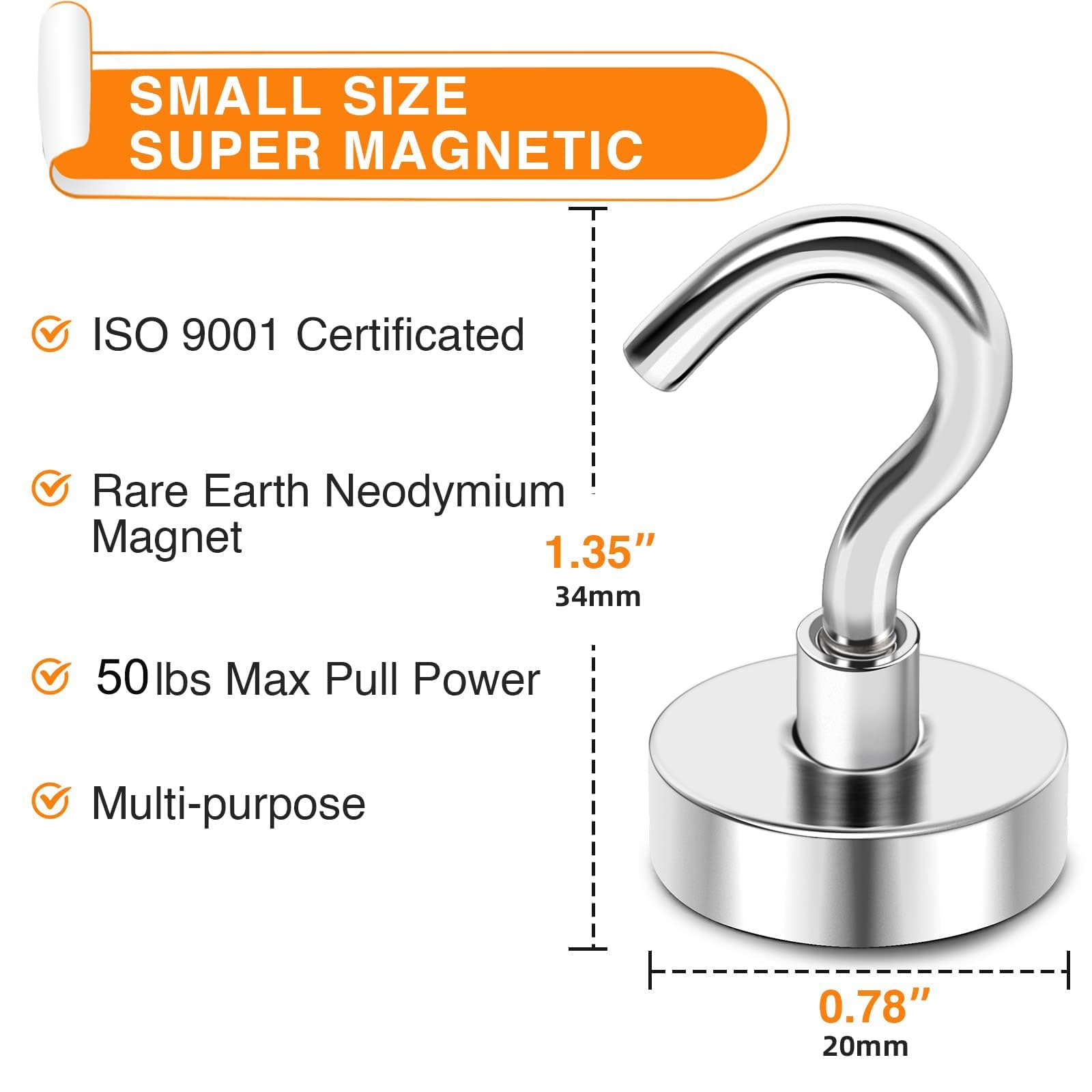 Magnetic Hooks 50lbs Strong Magnets Hook 18 Pack
