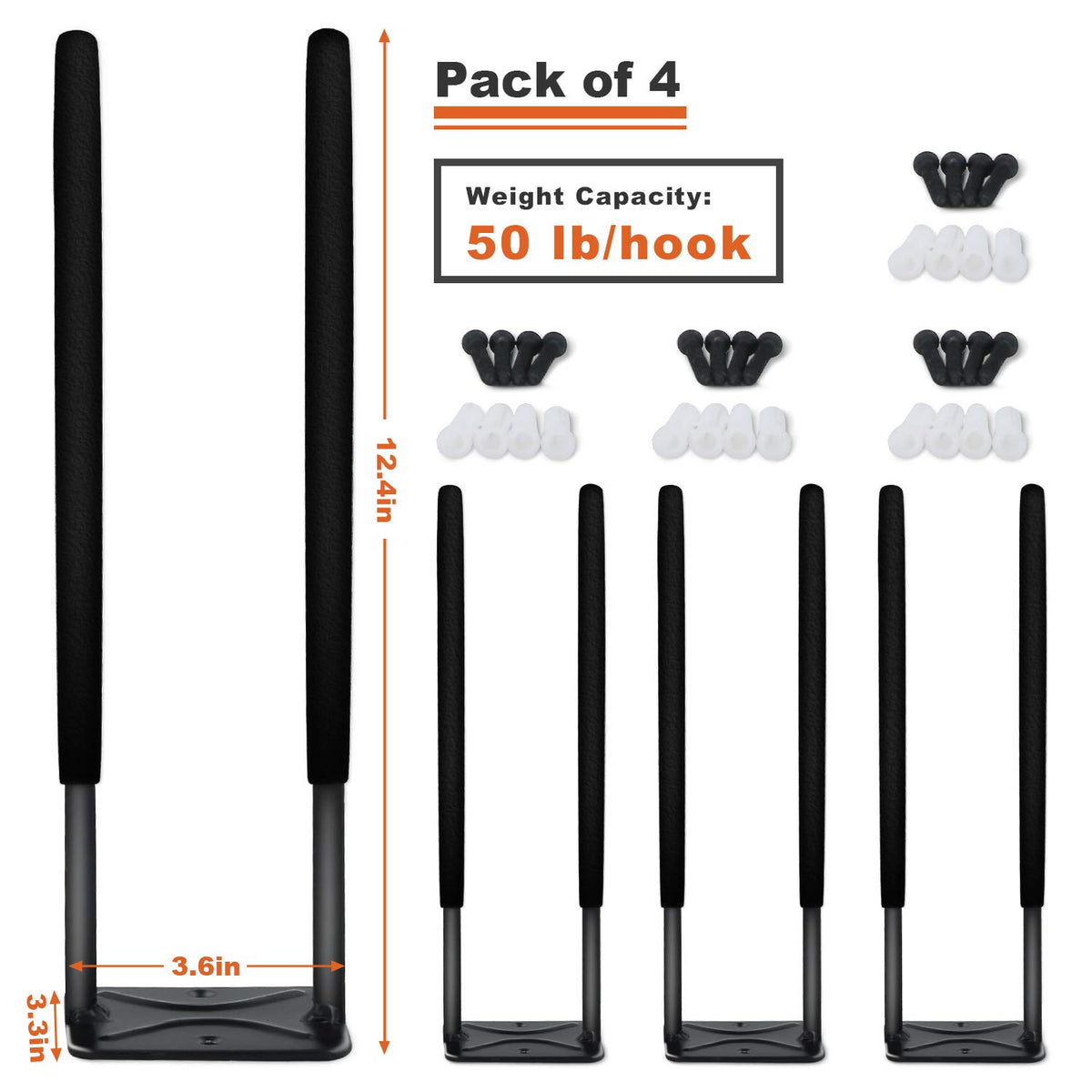 Heavy Duty Garage Tires Hooks Wall Mounted Tool Hanger Organizer (4 Count)