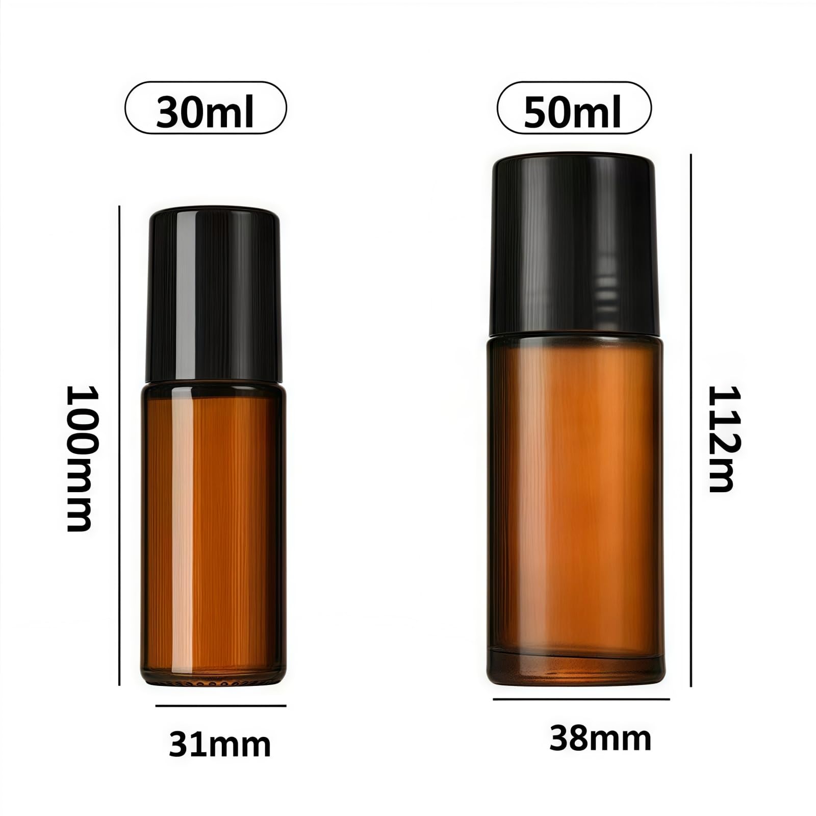2Pcs Brown Glass Essential Oil Roller Bottles Refillable Roll on Bottles Empty Deodorant Bottle Containers Rollerball Beauty Personal Care Fragrance Cosmetics Tools (2 Count)