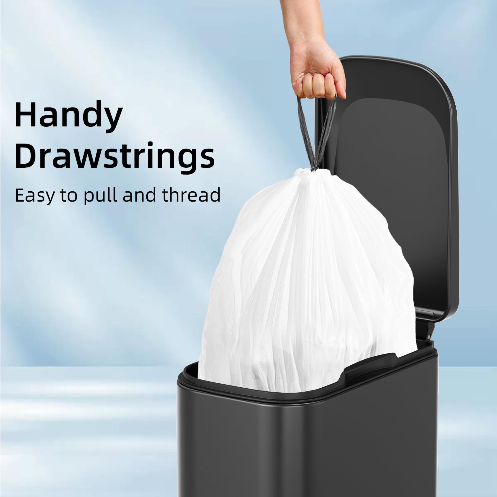 120 Counts 1.6 Gallon Mini Drawstring Trash Bags