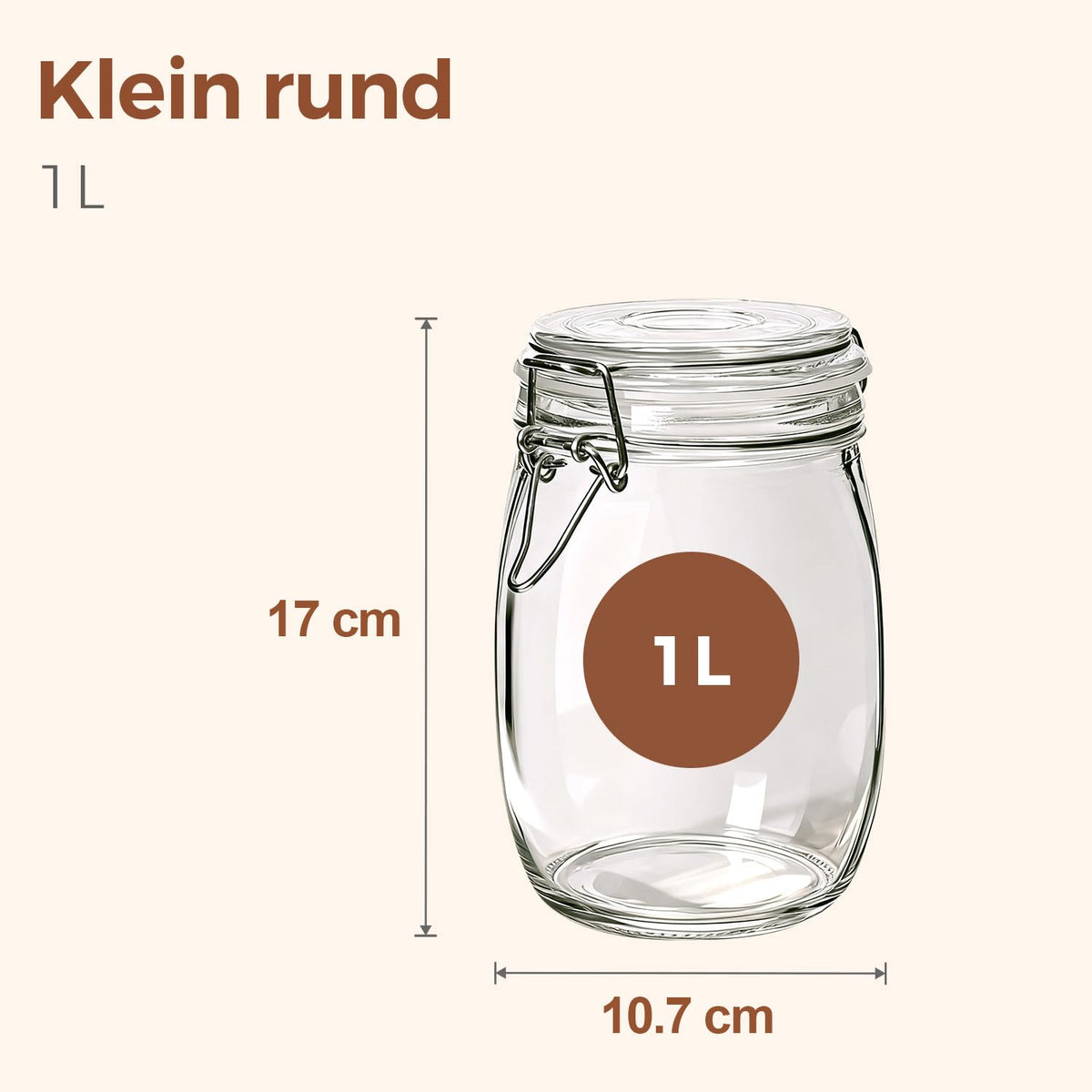 Round Glass Jars with Airtight Lids 34 oz 3 Pack Apothecary Coffee (3 Count)