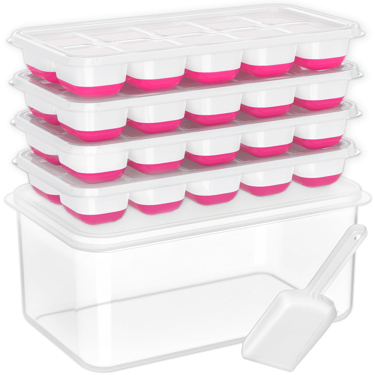 Ice Cube Tray with Lid and Bin (4 Count)