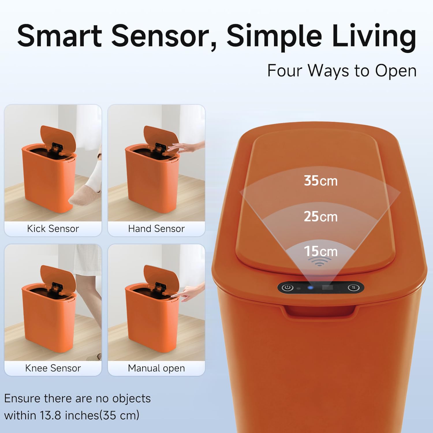 Automatic Motion Sensor Bathroom Trash Can with Lid