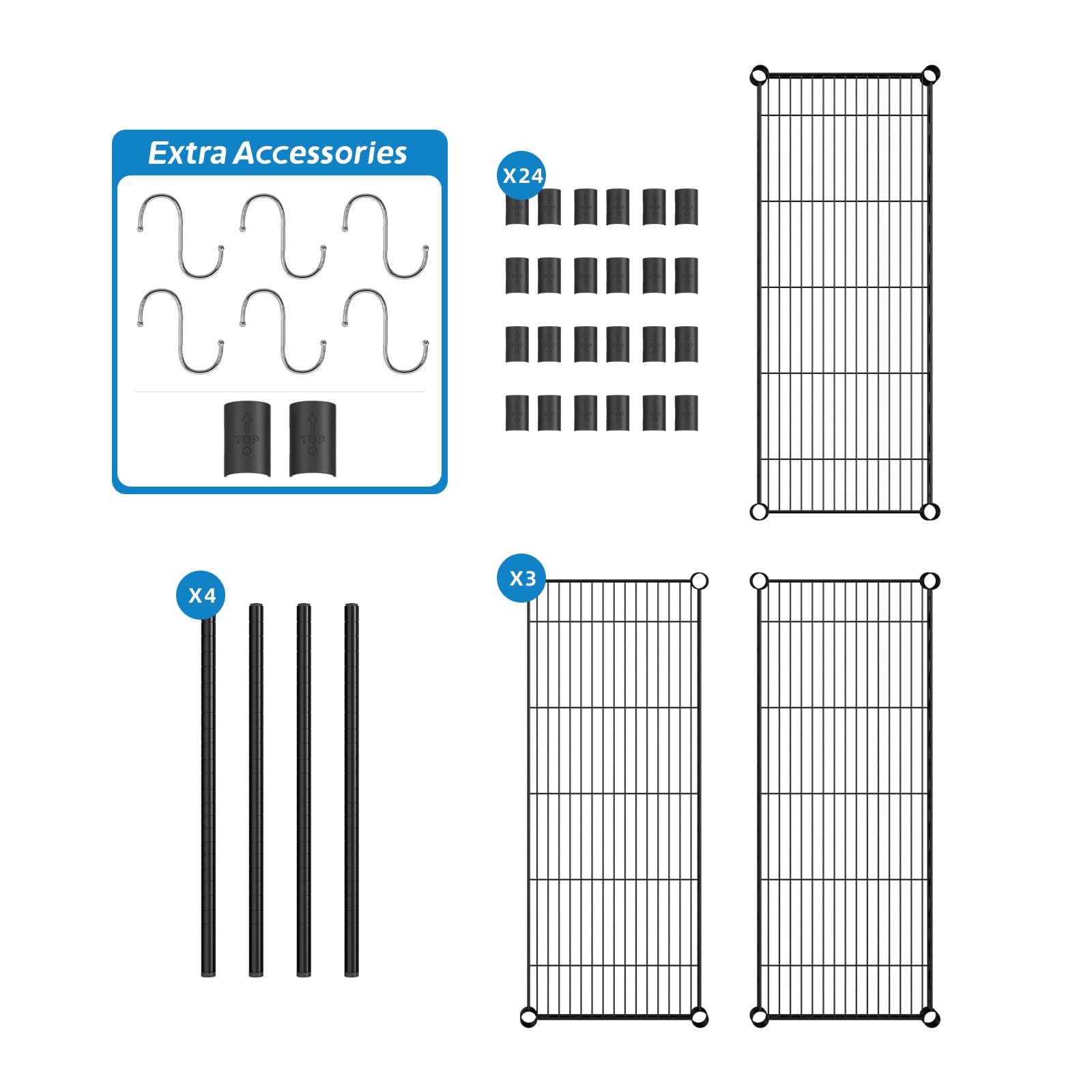 3 Shelf Adjustable Metal Wire Shelving