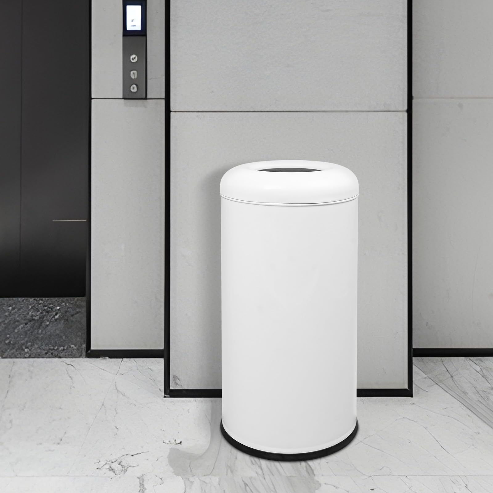 58.6 Liter 15.48 Gallon Commercial Open Top Trash Can White Stainless Steel Trash Can Outdoor Indoor Garbage Enclosure with Lid Inside Barrel