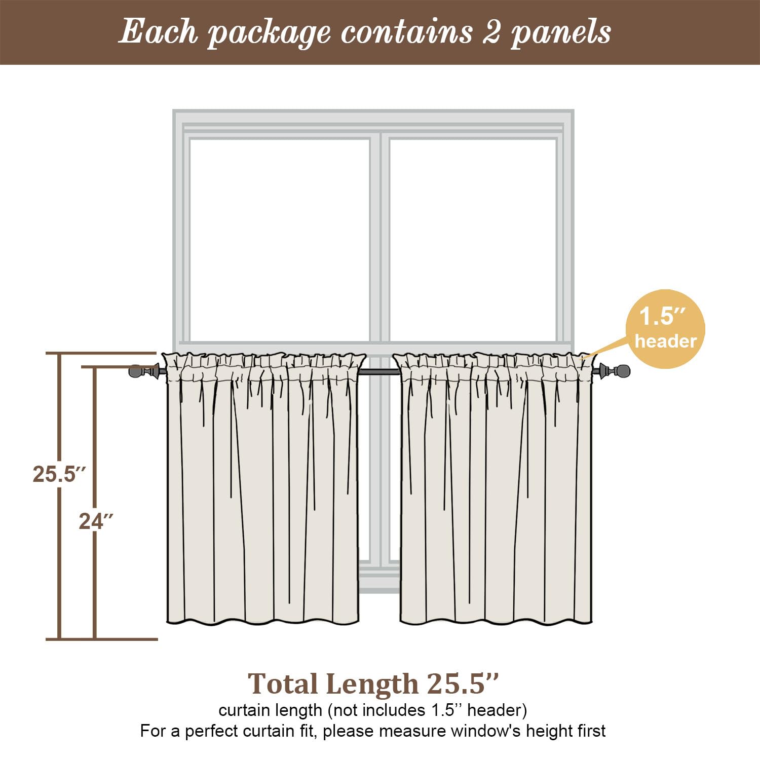 Sheer Tier Curtains 24 Inch Length (2 Count)