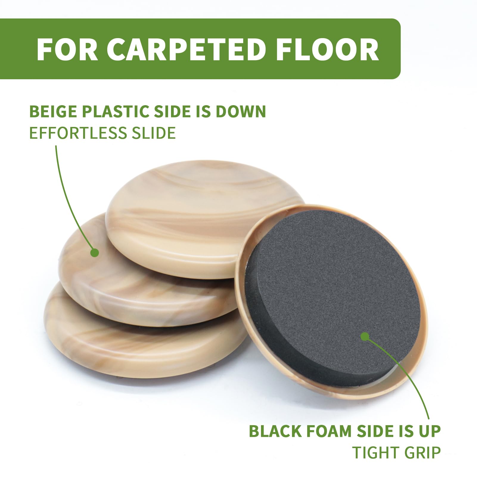 Furniture Sliders for Carpet 16 PCS (16 Count)