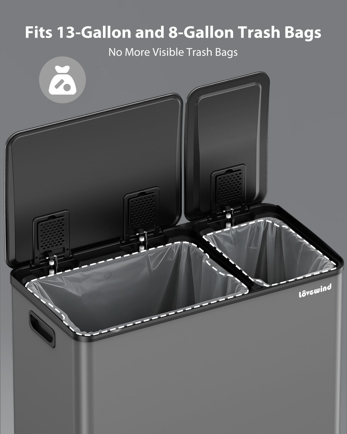 Dual Trash and Recycling Bins for Kitchen