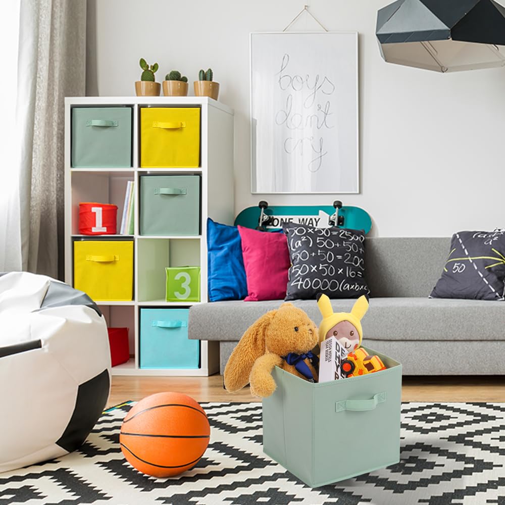 13x13x13 Inch Fabric Storage Bins 6 Pack Fun Colored Storage Cubes with Handles Foldable Cube Baskets for Home