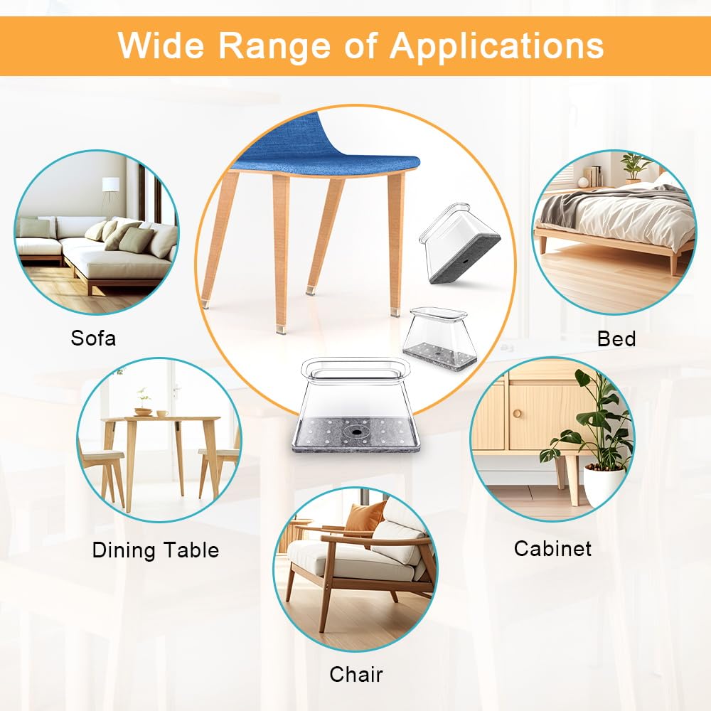 32 Pcs Chair Leg Floor Protectors for Hardwood Floors Rectangular (32 Count)