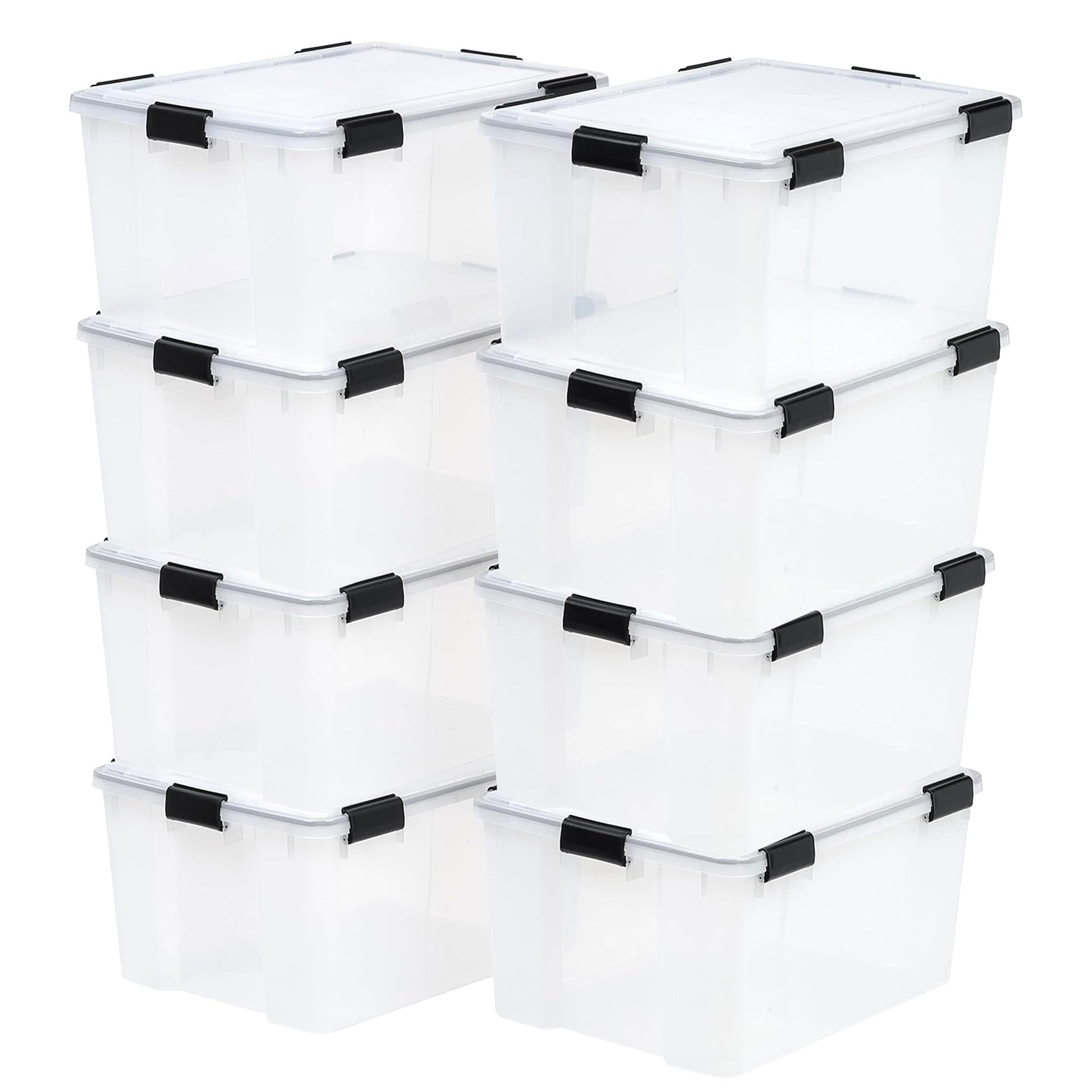8 Pack WeatherPro 62.8 Quart Stackable Storage Tote Bins (8 Count)