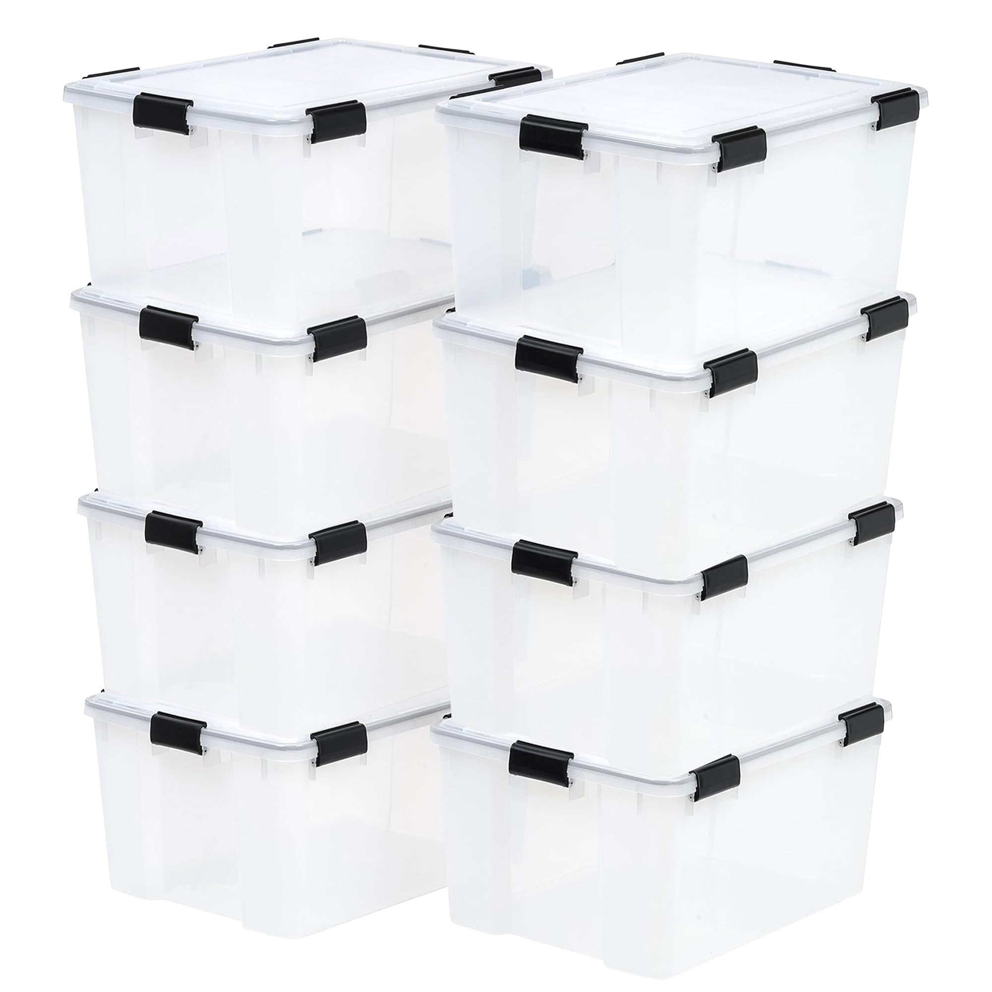 8 Pack WeatherPro 62.8 Quart Stackable Storage Tote Bins (8 Count)