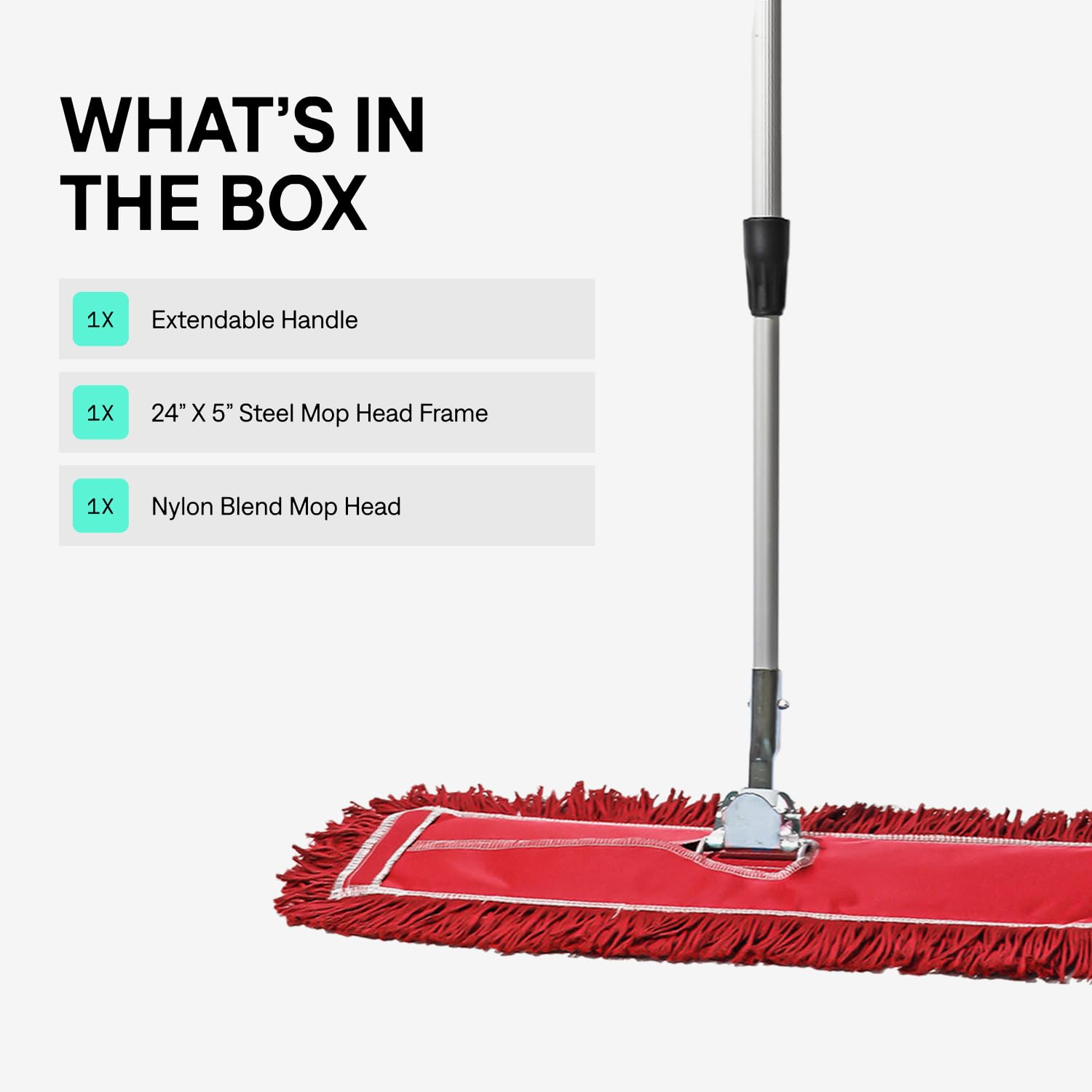24 Inch Red Commercial Dust Mop & Floor Sweeper with Extendable Handle