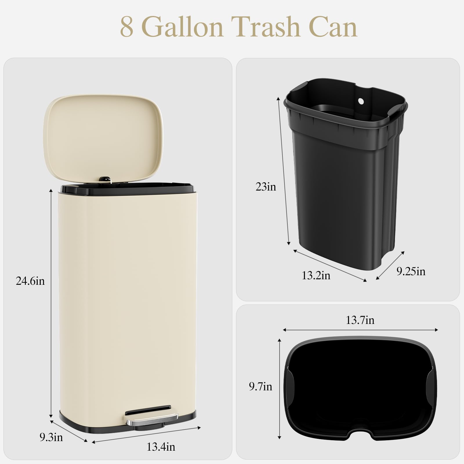 8 Gallon 30L Step Kitchen Trash Can