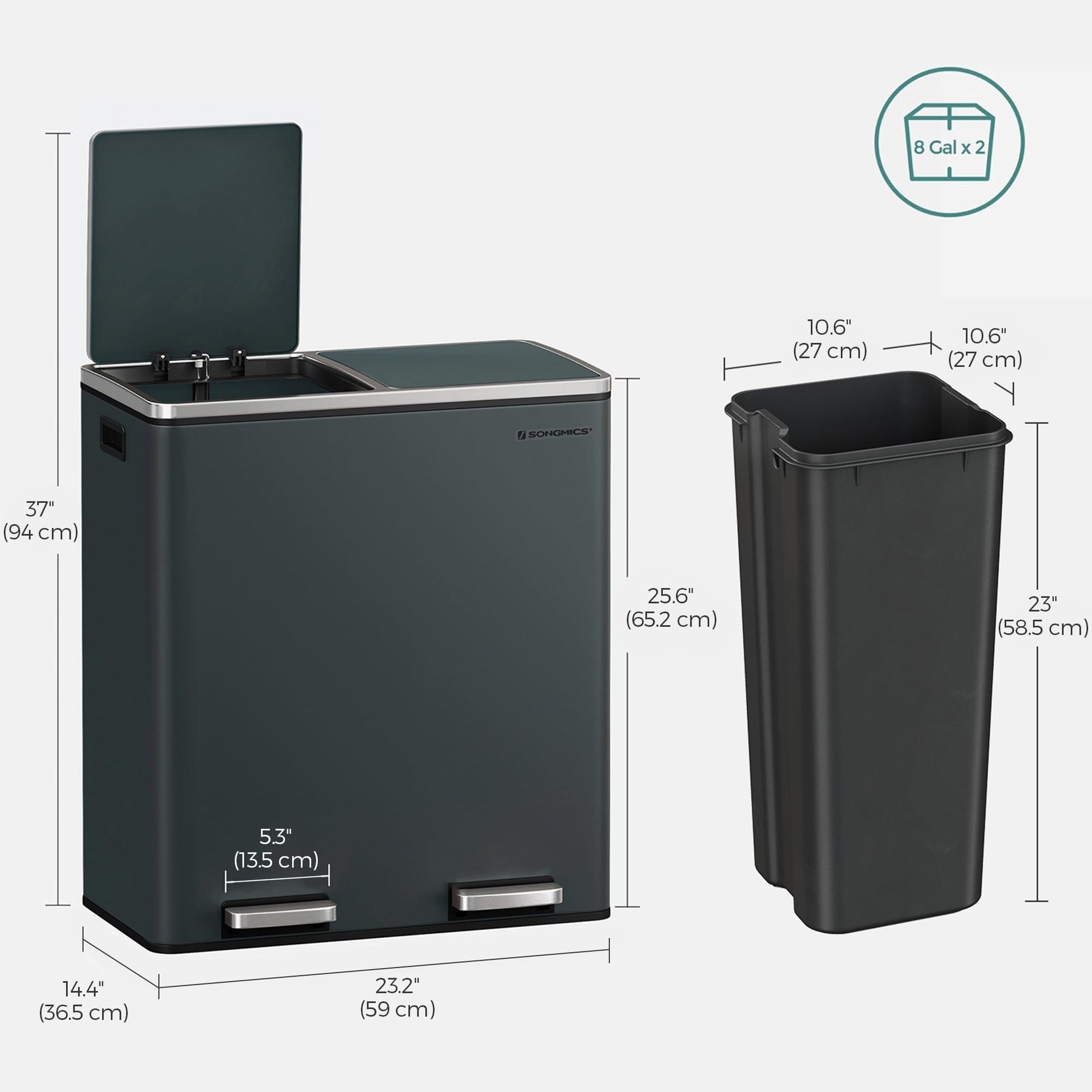 Trash Can 2 x 8 Gallon