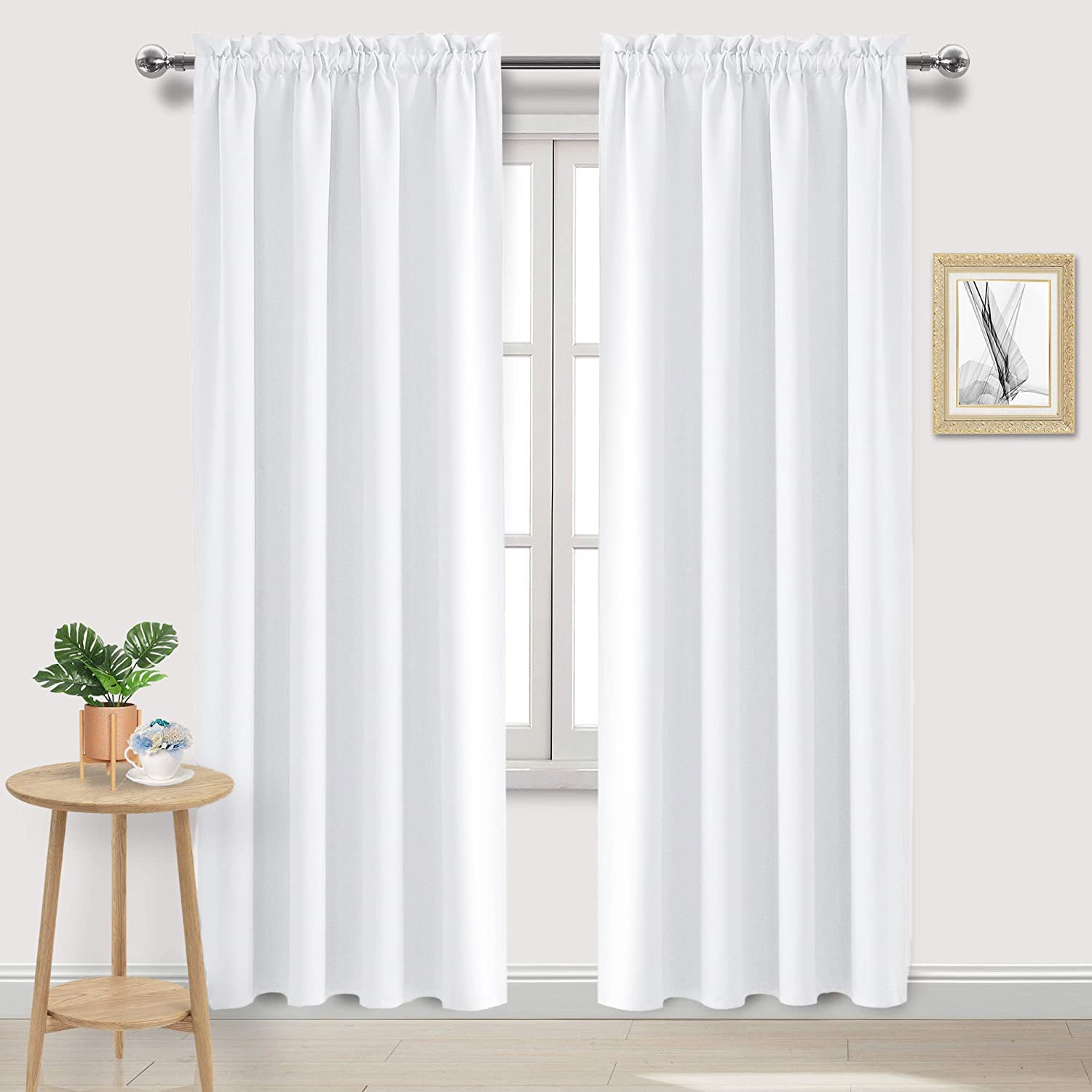 White Curtains 50% Light Blocking for Living Room 84 Inch 2 Panels (2 Count)