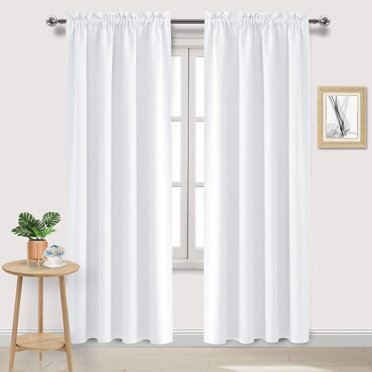 White Curtains 50% Light Blocking for Living Room 95 Inch 2 Panels (2 Count)