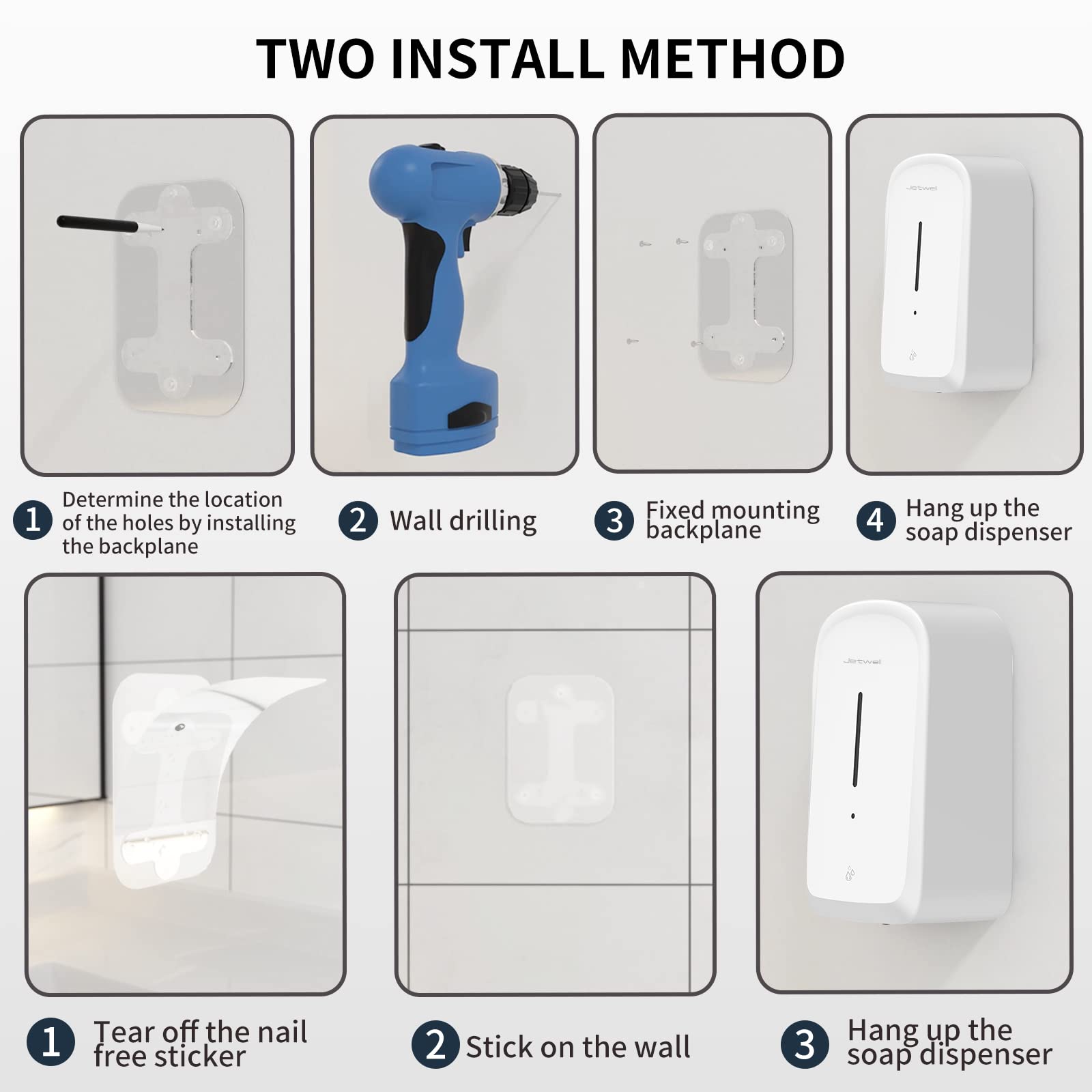 Touchless Wall Mount White ABS Plastic Soap Dispenser 34OZ