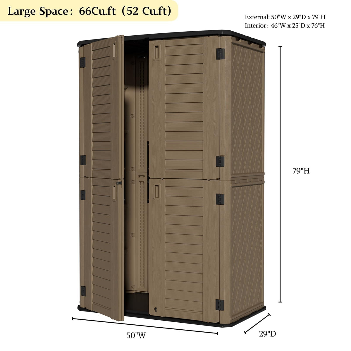 Large 67 Cu.ft Waterproof Storage Shed