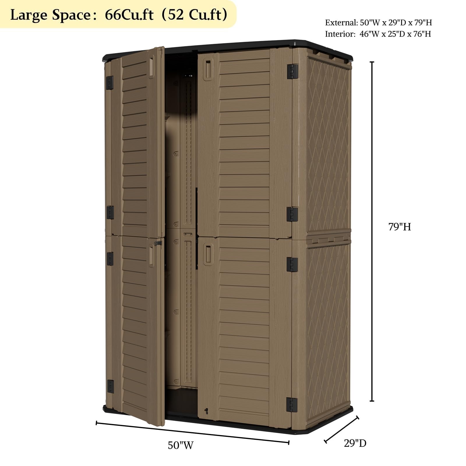 Large 67 Cu.ft Waterproof Storage Shed